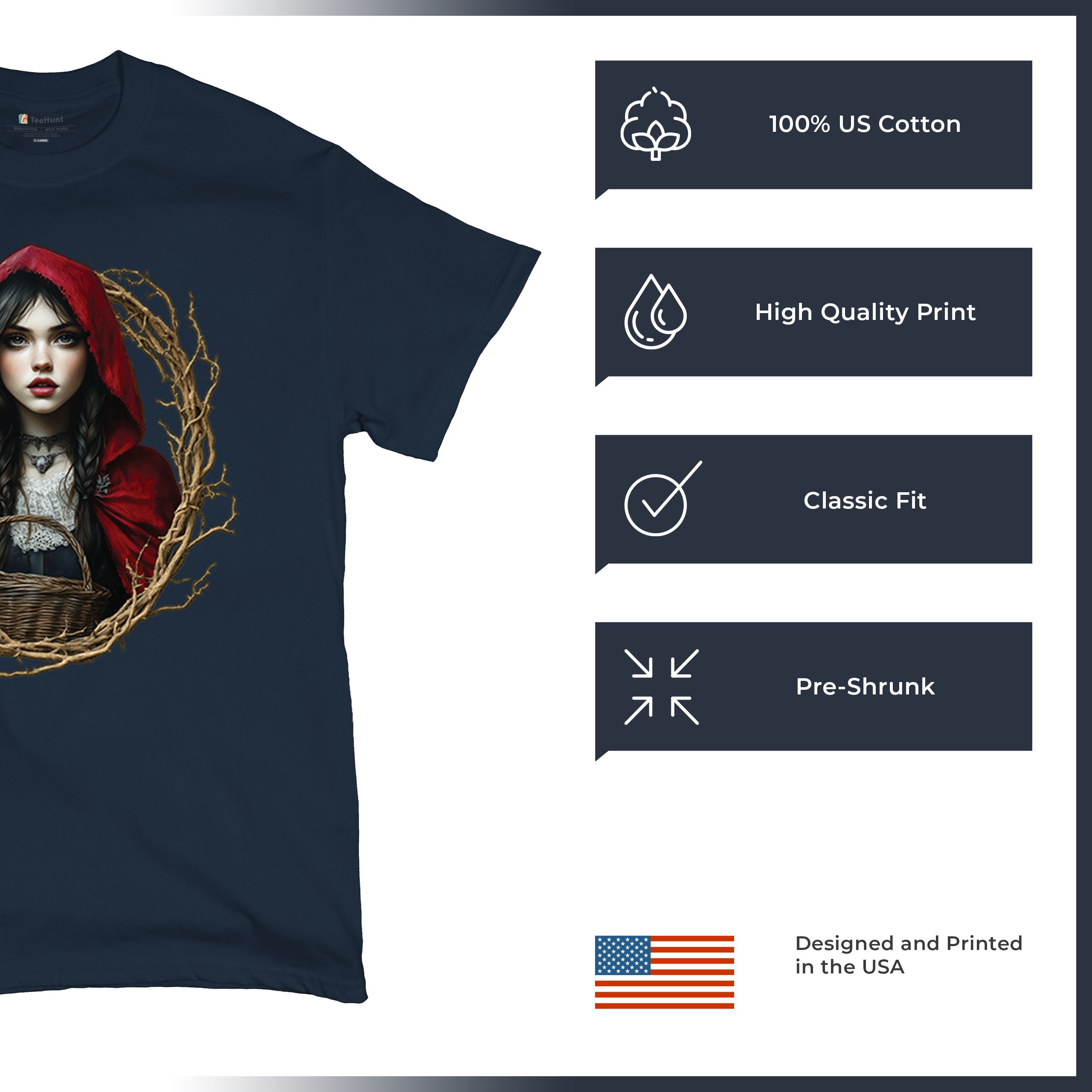 Storybook Red Riding Hood T-shirt Gothic Fairytale Cute Little Girl Men's Tee - Picture 56 of 113