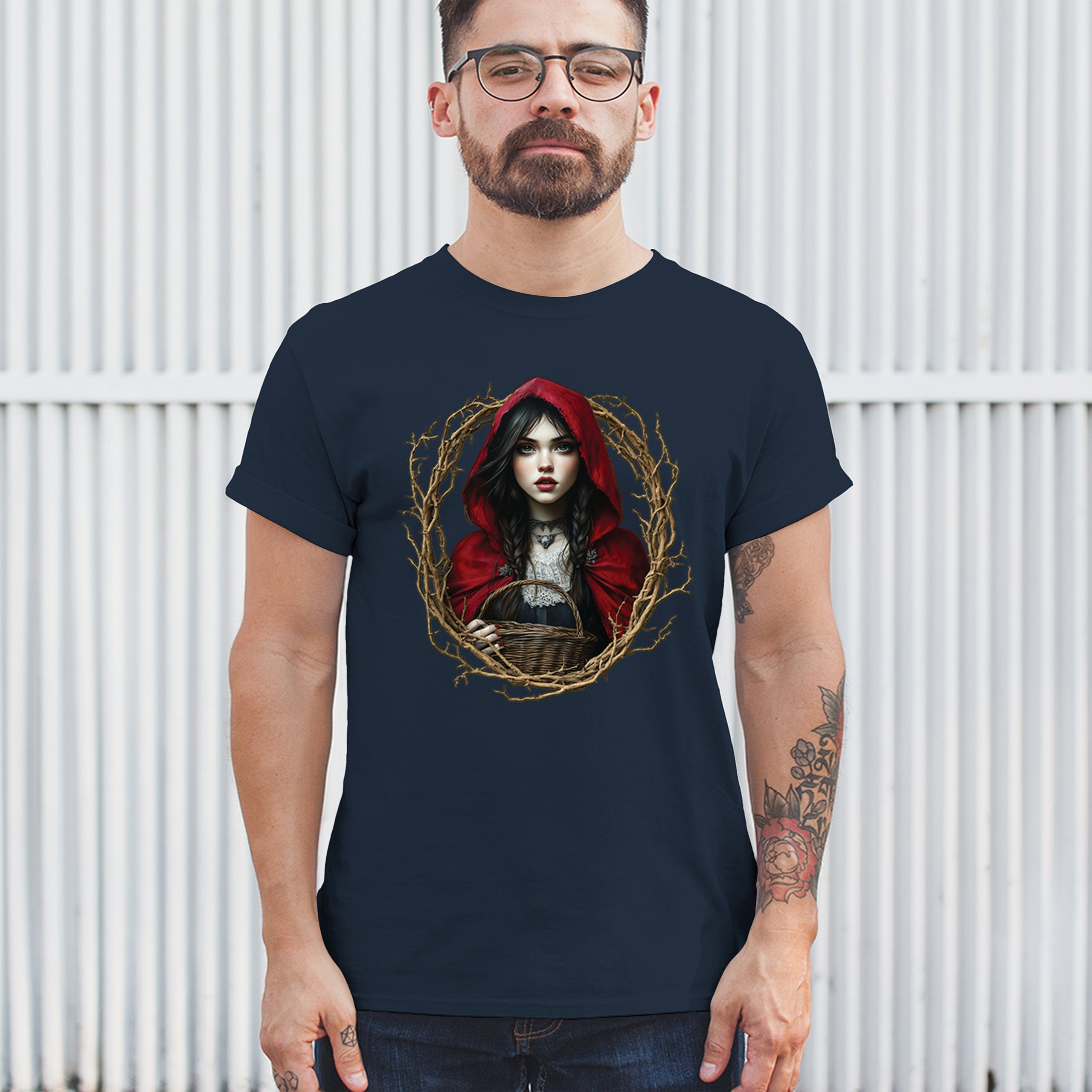 Storybook Red Riding Hood T-shirt Gothic Fairytale Cute Little Girl Men's Tee - Picture 54 of 113