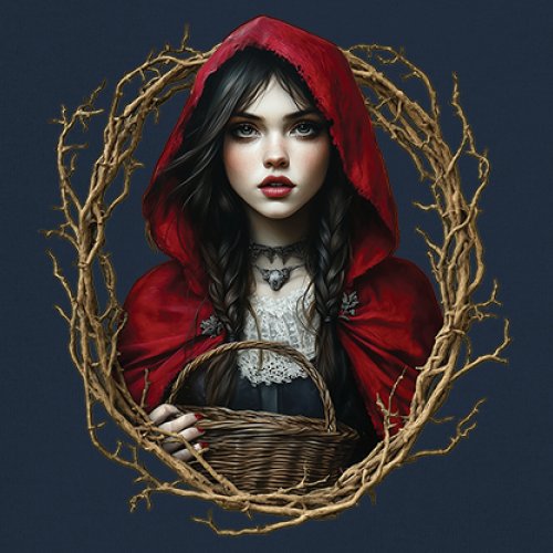Storybook Red Riding Hood T-shirt Gothic Fairytale Cute Little Girl Men's Tee - Picture 53 of 113