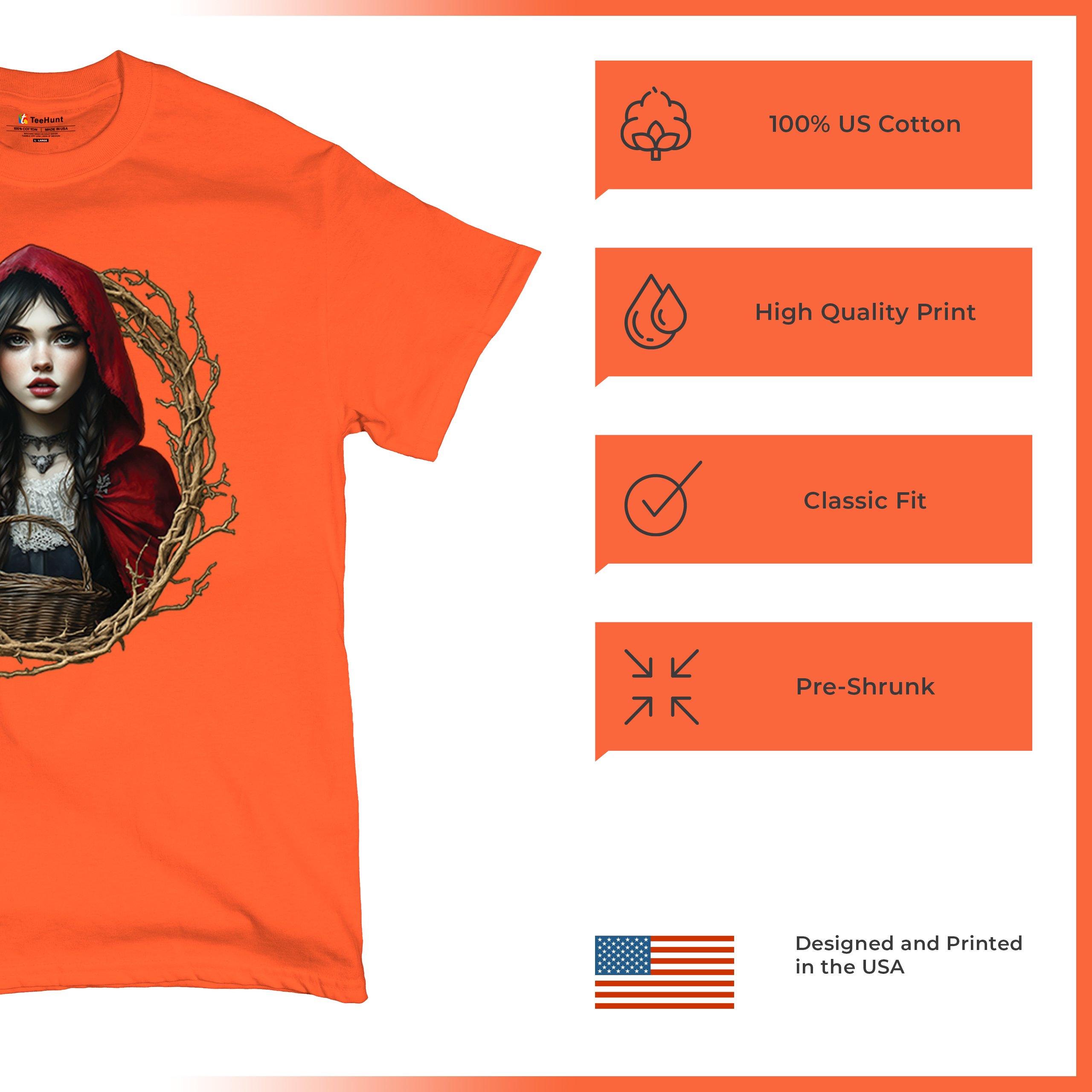 Storybook Red Riding Hood T-shirt Gothic Fairytale Cute Little Girl Men's Tee - Picture 21 of 113