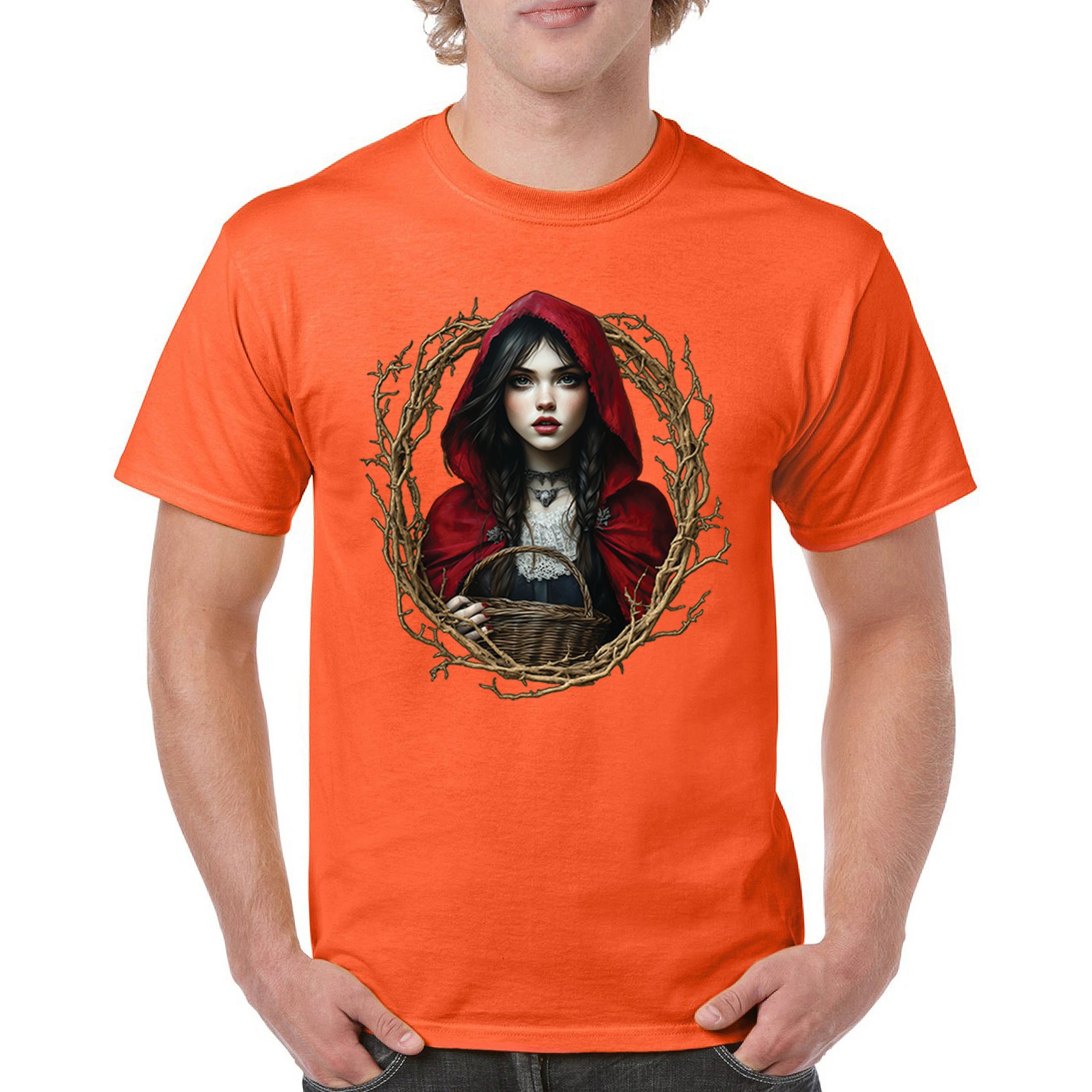 Storybook Red Riding Hood T-shirt Gothic Fairytale Cute Little Girl Men's Tee - Picture 16 of 113