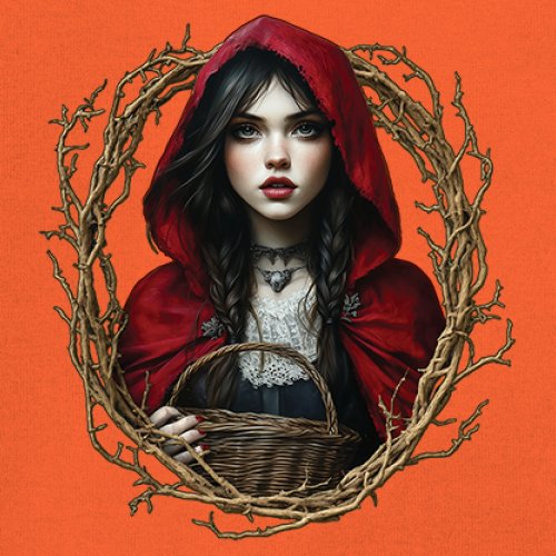 Storybook Red Riding Hood T-shirt Gothic Fairytale Cute Little Girl Men's Tee - Picture 18 of 113