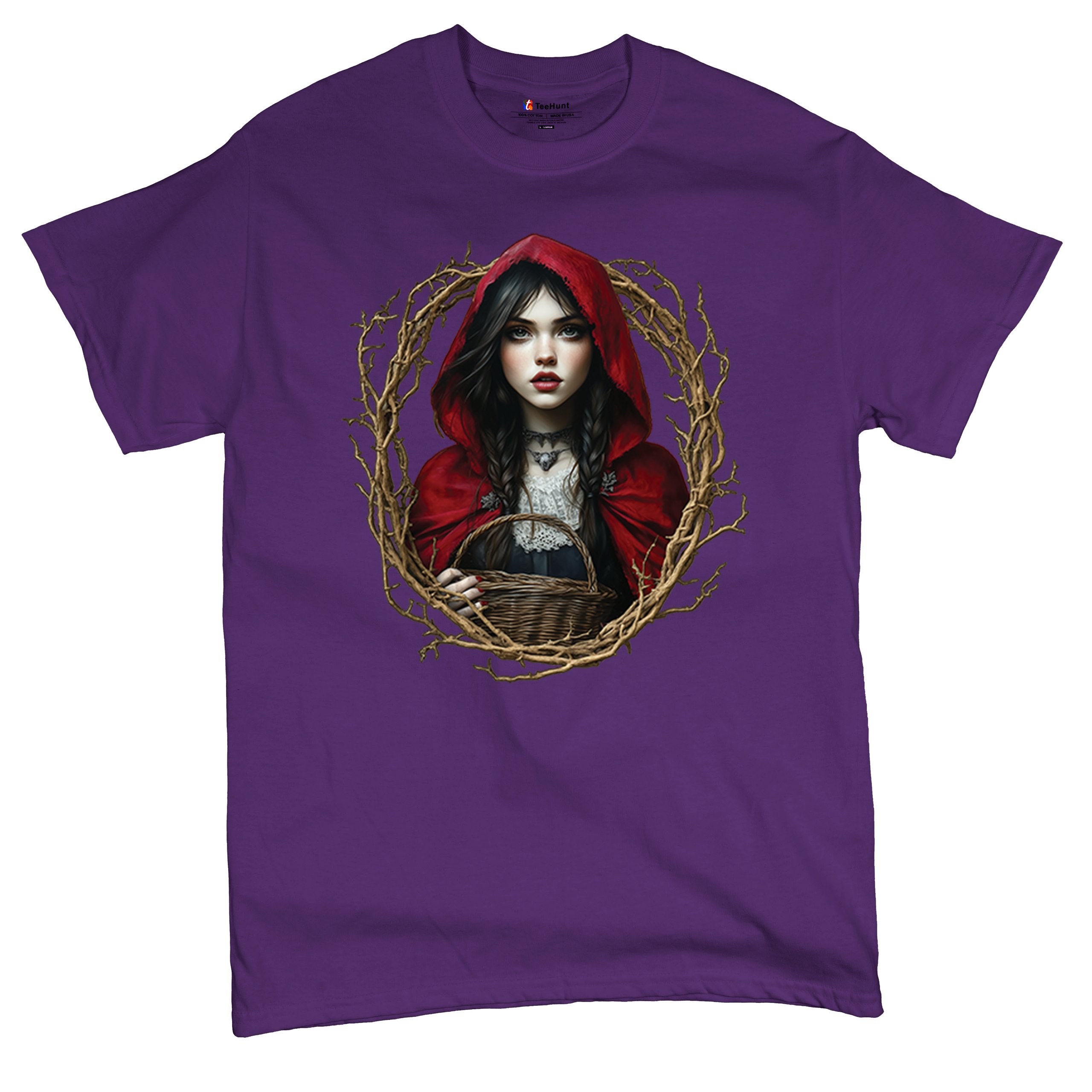 Storybook Red Riding Hood T-shirt Gothic Fairytale Cute Little Girl Men's Tee - Picture 34 of 113