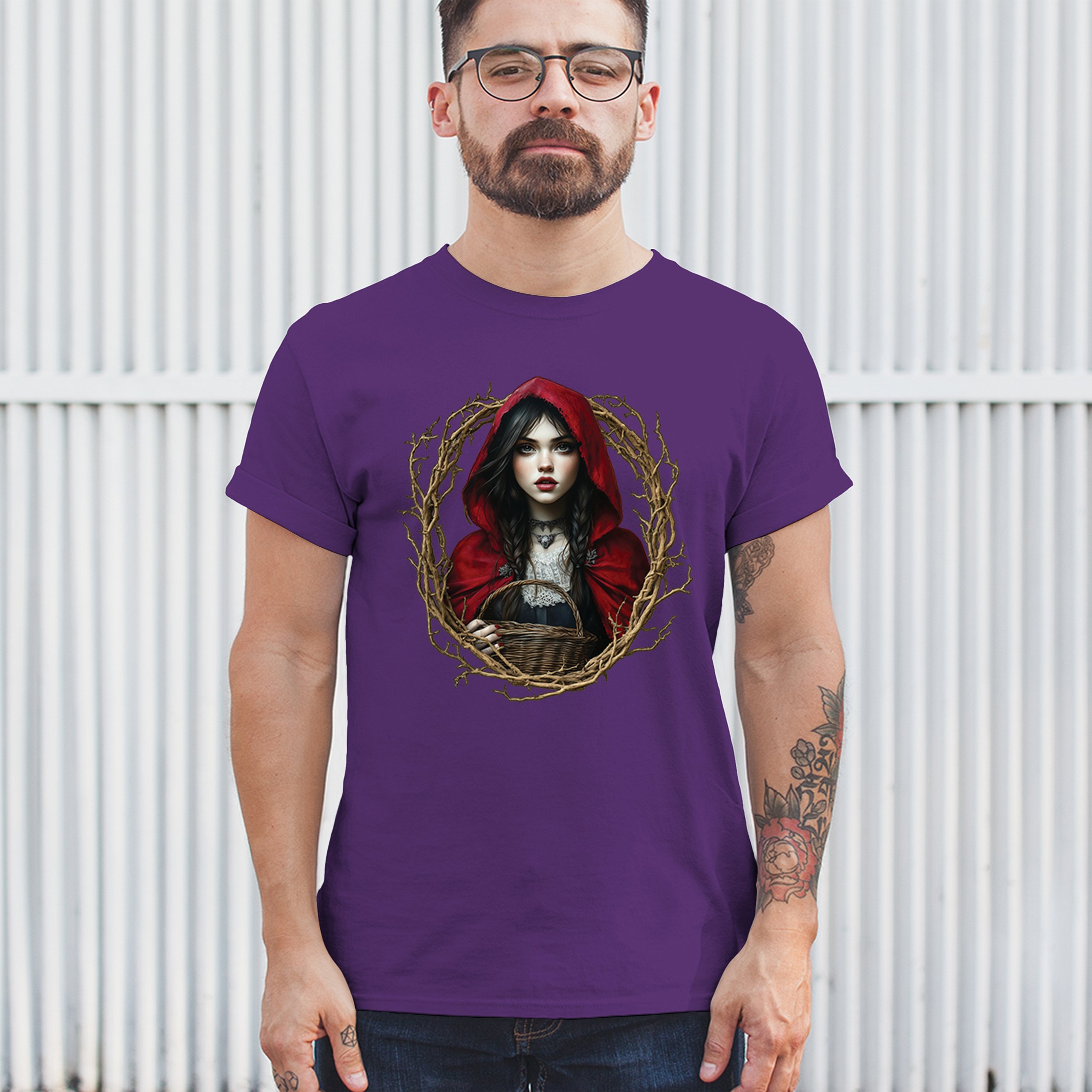 Storybook Red Riding Hood T-shirt Gothic Fairytale Cute Little Girl Men's Tee - Picture 33 of 113