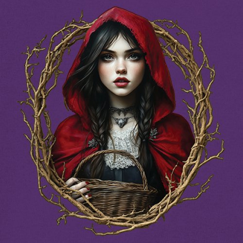 Storybook Red Riding Hood T-shirt Gothic Fairytale Cute Little Girl Men's Tee - Picture 32 of 113