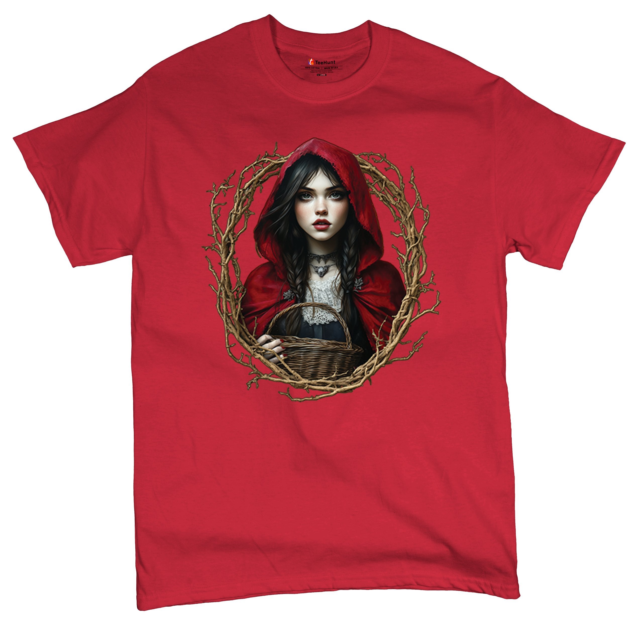 Storybook Red Riding Hood T-shirt Gothic Fairytale Cute Little Girl Men's Tee - Picture 41 of 113