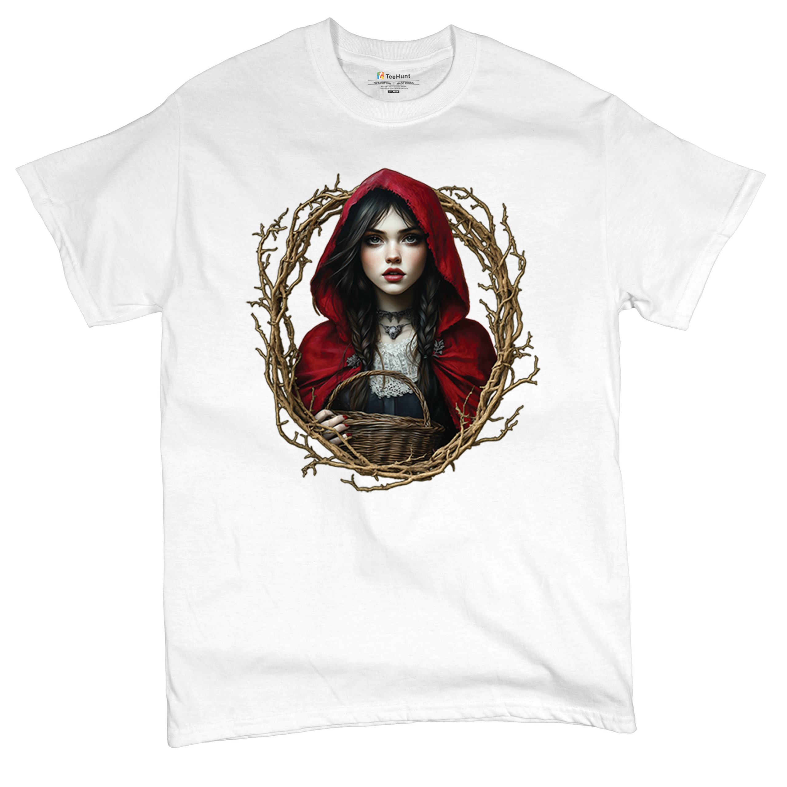 Storybook Red Riding Hood T-shirt Gothic Fairytale Cute Little Girl Men's Tee - Picture 48 of 113