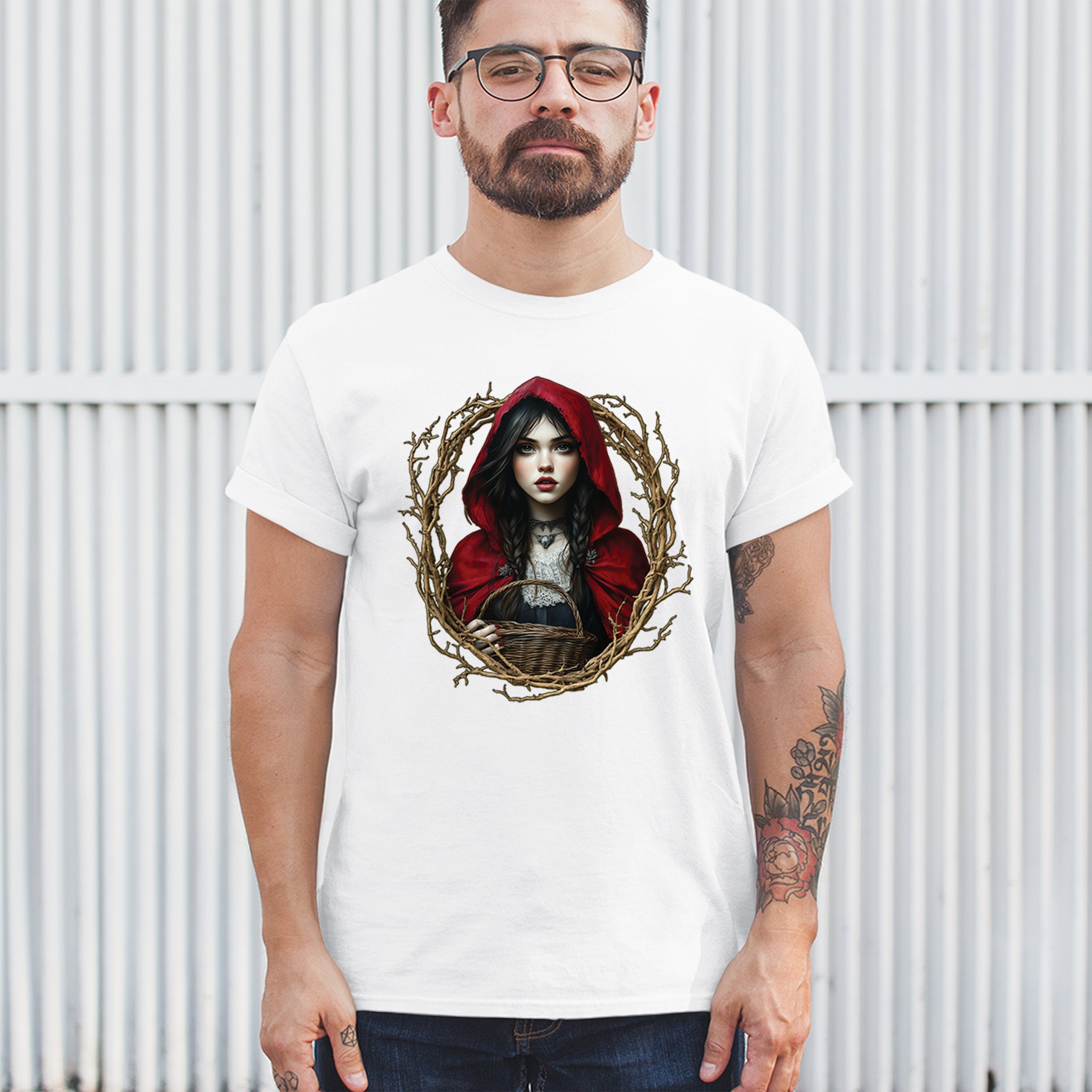 Storybook Red Riding Hood T-shirt Gothic Fairytale Cute Little Girl Men's Tee - Picture 47 of 113