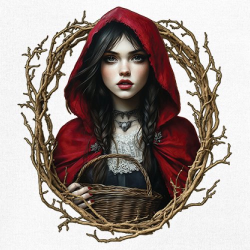 Storybook Red Riding Hood T-shirt Gothic Fairytale Cute Little Girl Men's Tee - Picture 46 of 113