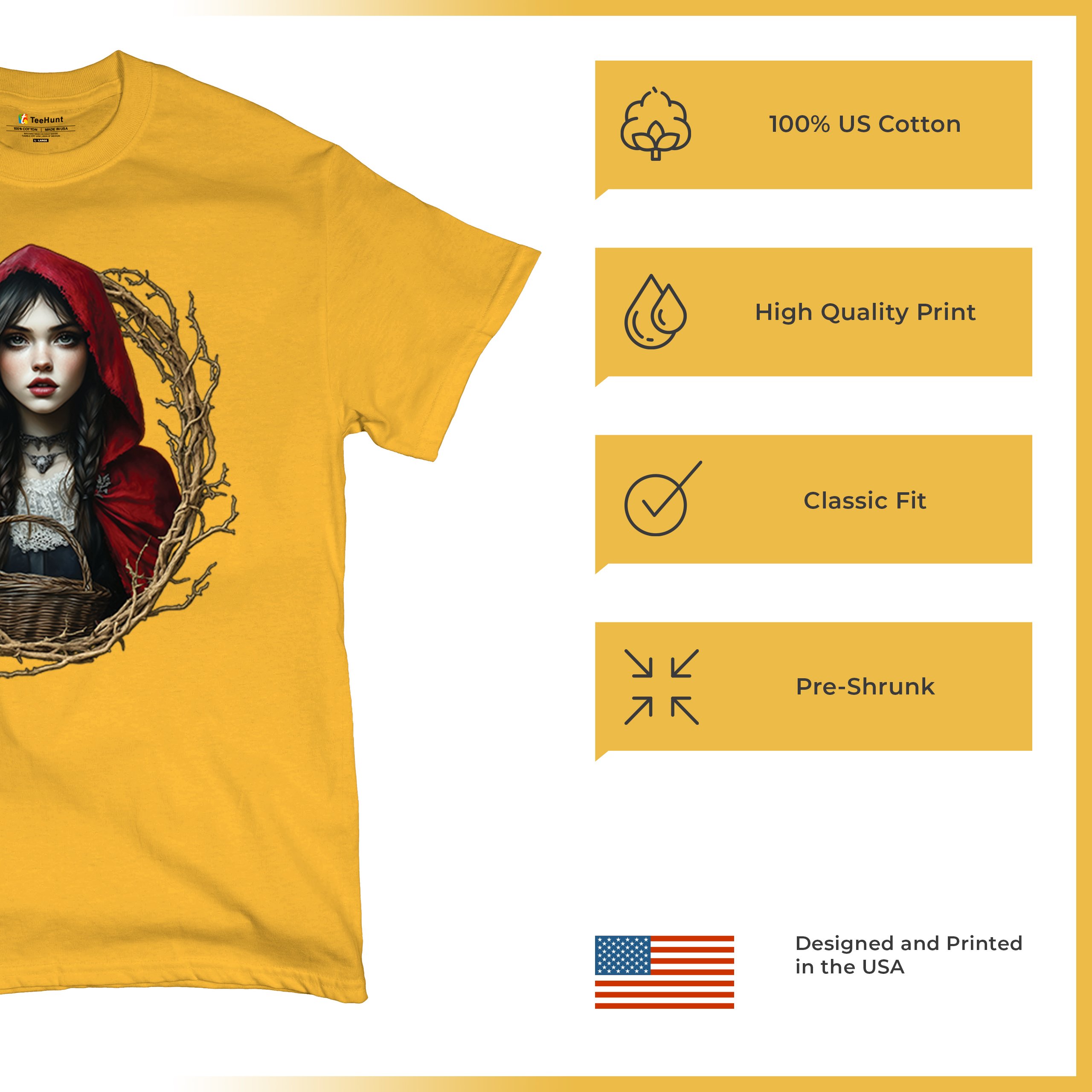 Storybook Red Riding Hood T-shirt Gothic Fairytale Cute Little Girl Men's Tee - Picture 112 of 113