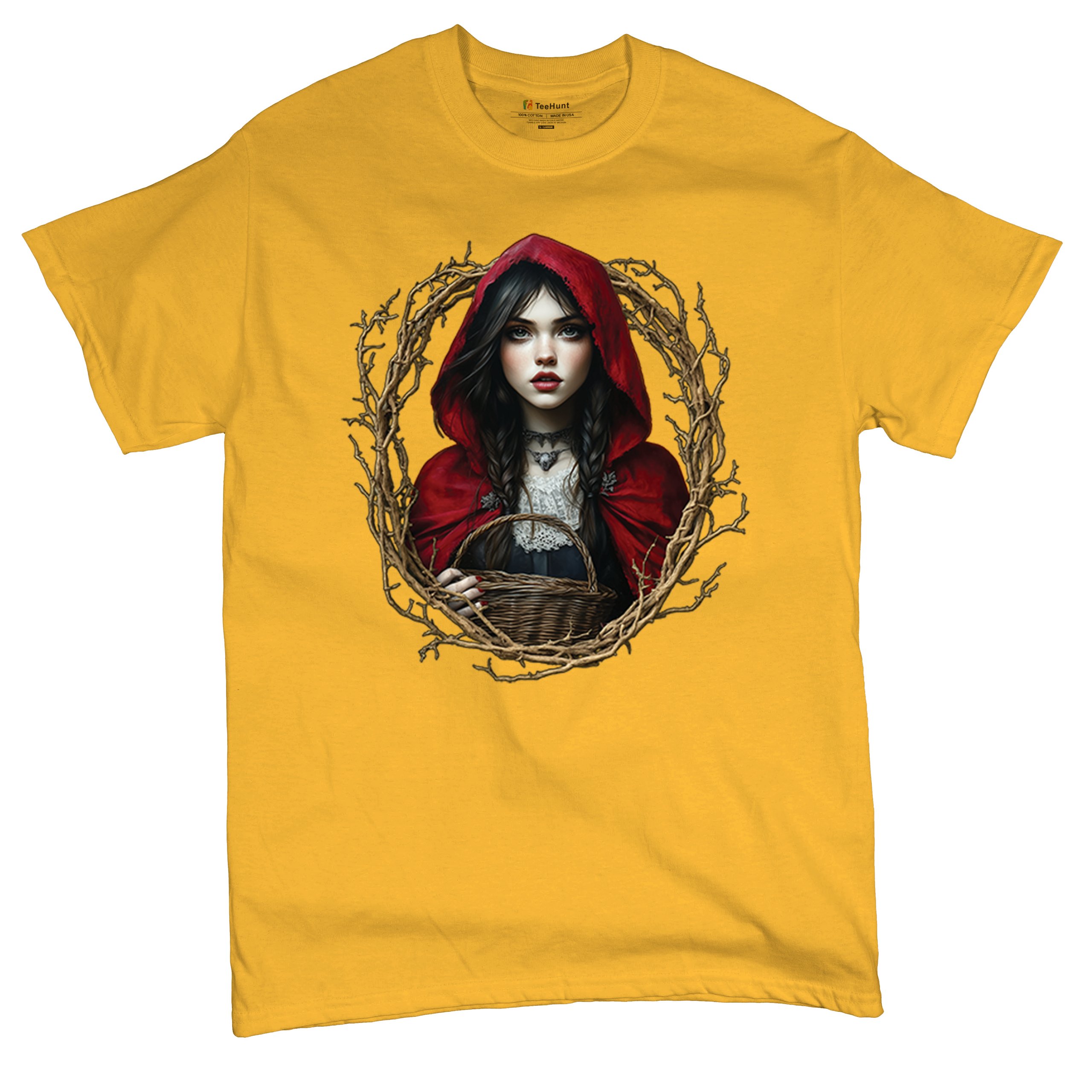 Storybook Red Riding Hood T-shirt Gothic Fairytale Cute Little Girl Men's Tee - Picture 111 of 113