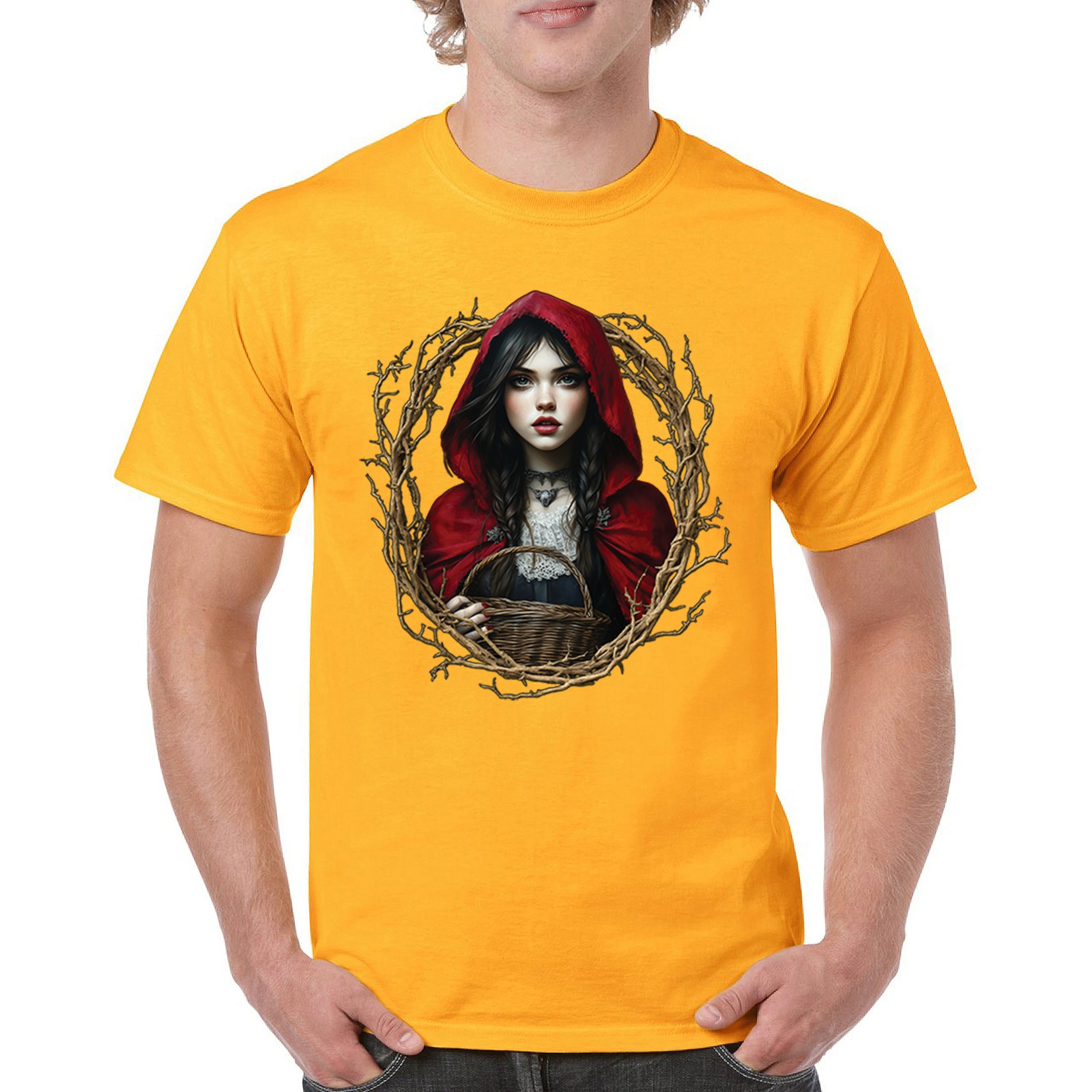 Storybook Red Riding Hood T-shirt Gothic Fairytale Cute Little Girl Men's Tee - Picture 107 of 113