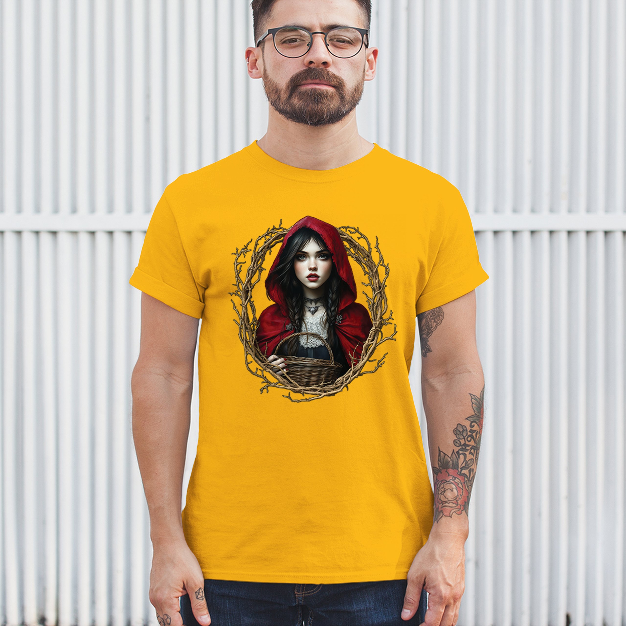 Storybook Red Riding Hood T-shirt Gothic Fairytale Cute Little Girl Men's Tee - Picture 110 of 113