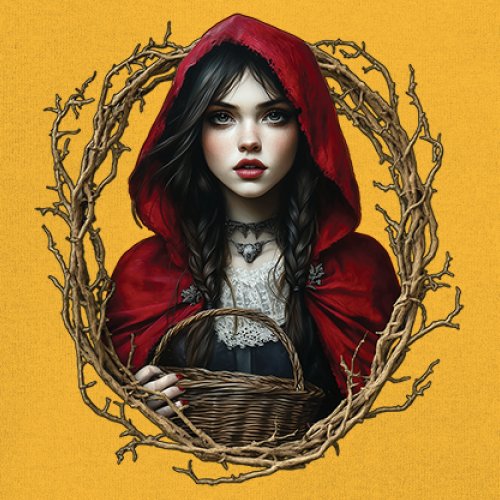 Storybook Red Riding Hood T-shirt Gothic Fairytale Cute Little Girl Men's Tee - Picture 109 of 113
