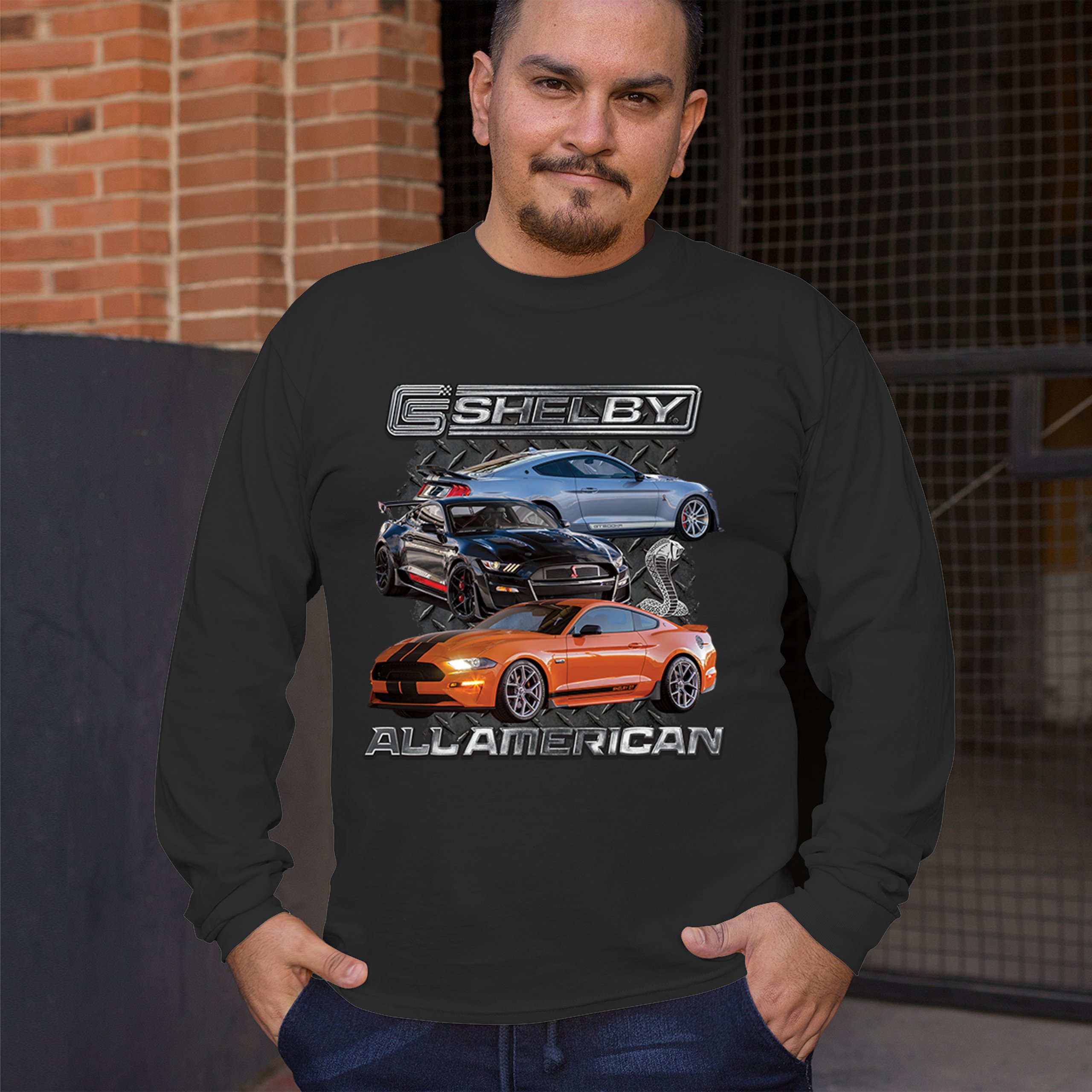 ALTRA Shelby All American Cobra T shirt maniche lunghe Mustang Muscle Car Racing GT 500