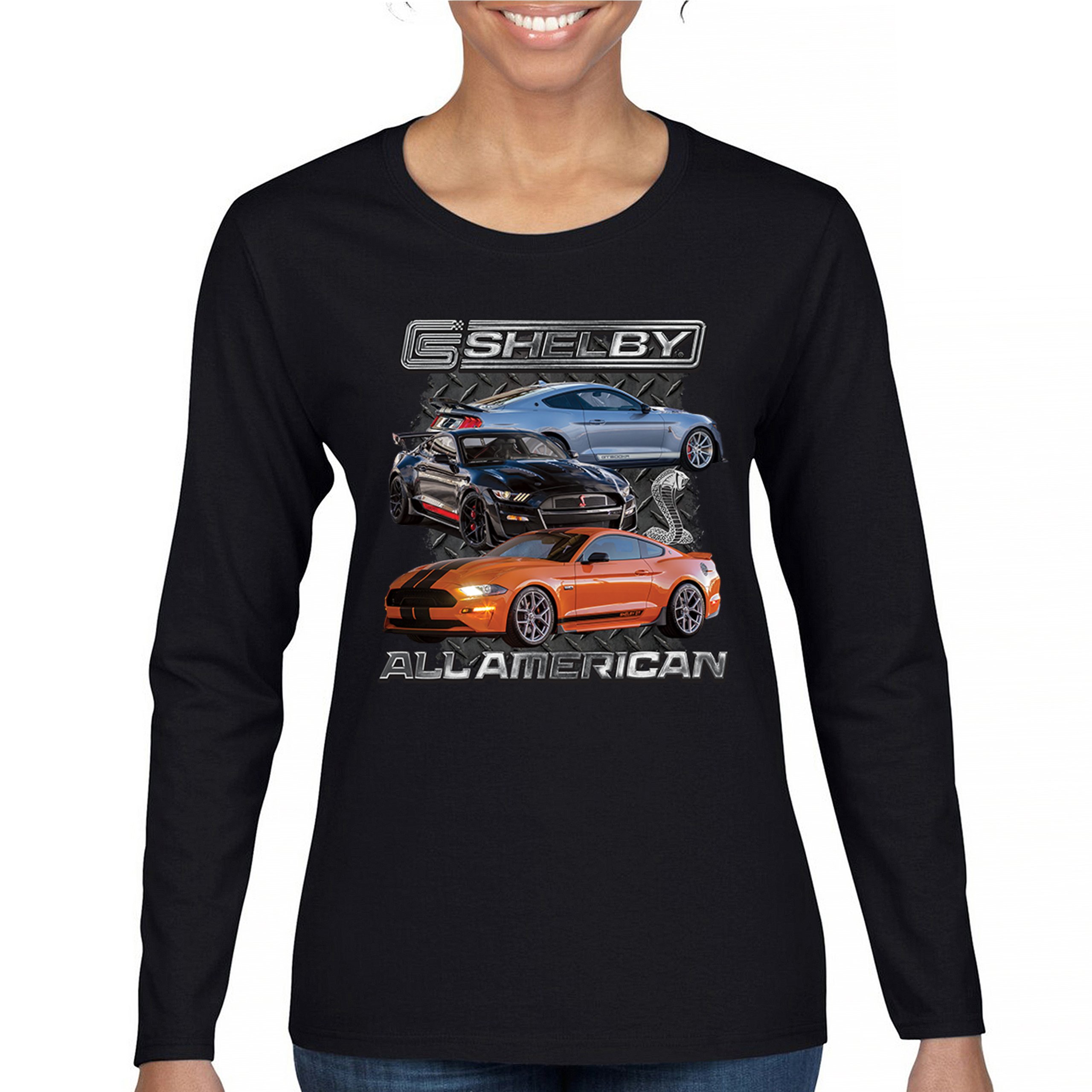 Shelby All American Cobra Women's Long Sleeve T-shirt Mustang Muscle Car Racing