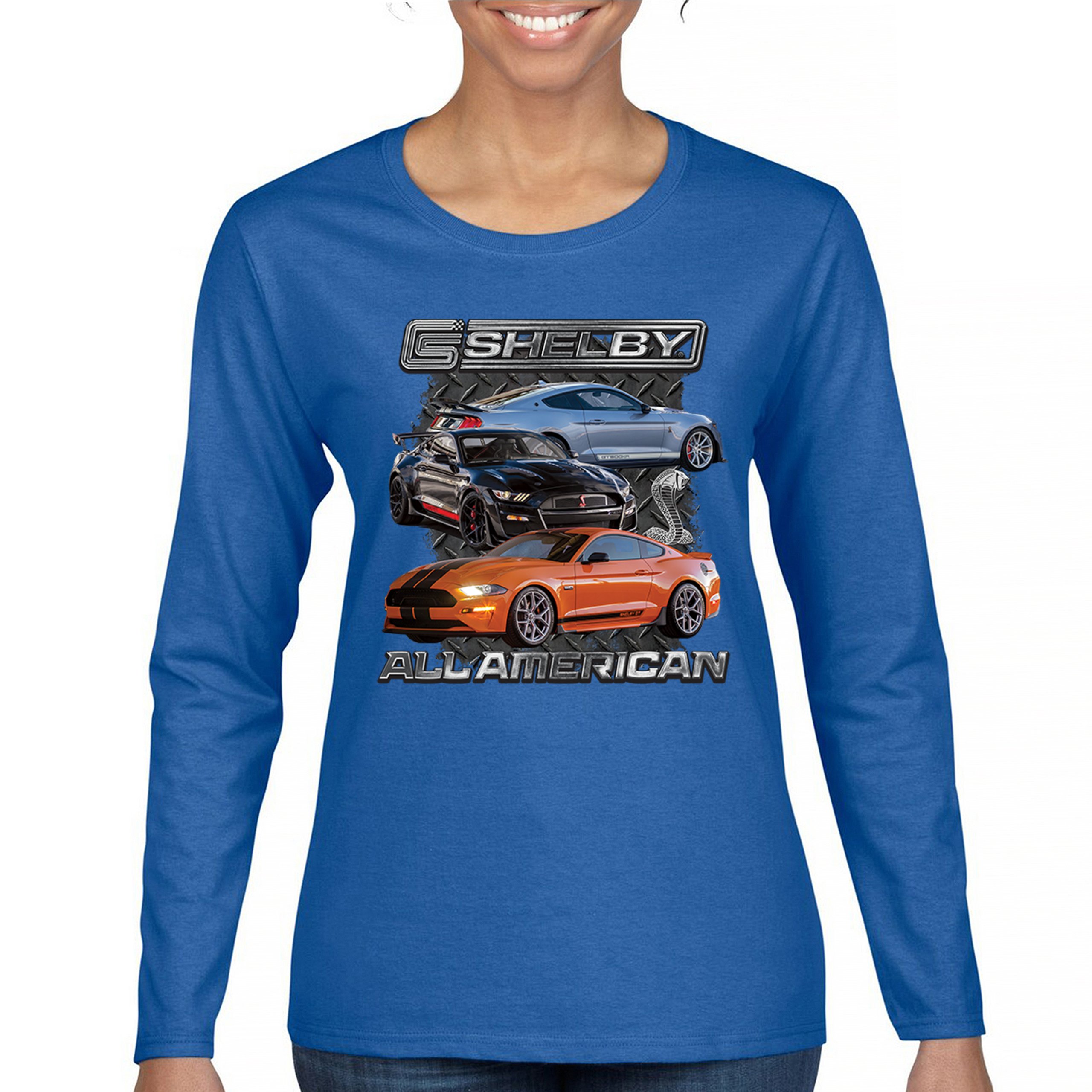 Shelby All American Cobra Women's Long Sleeve T-shirt Mustang Muscle Car Racing