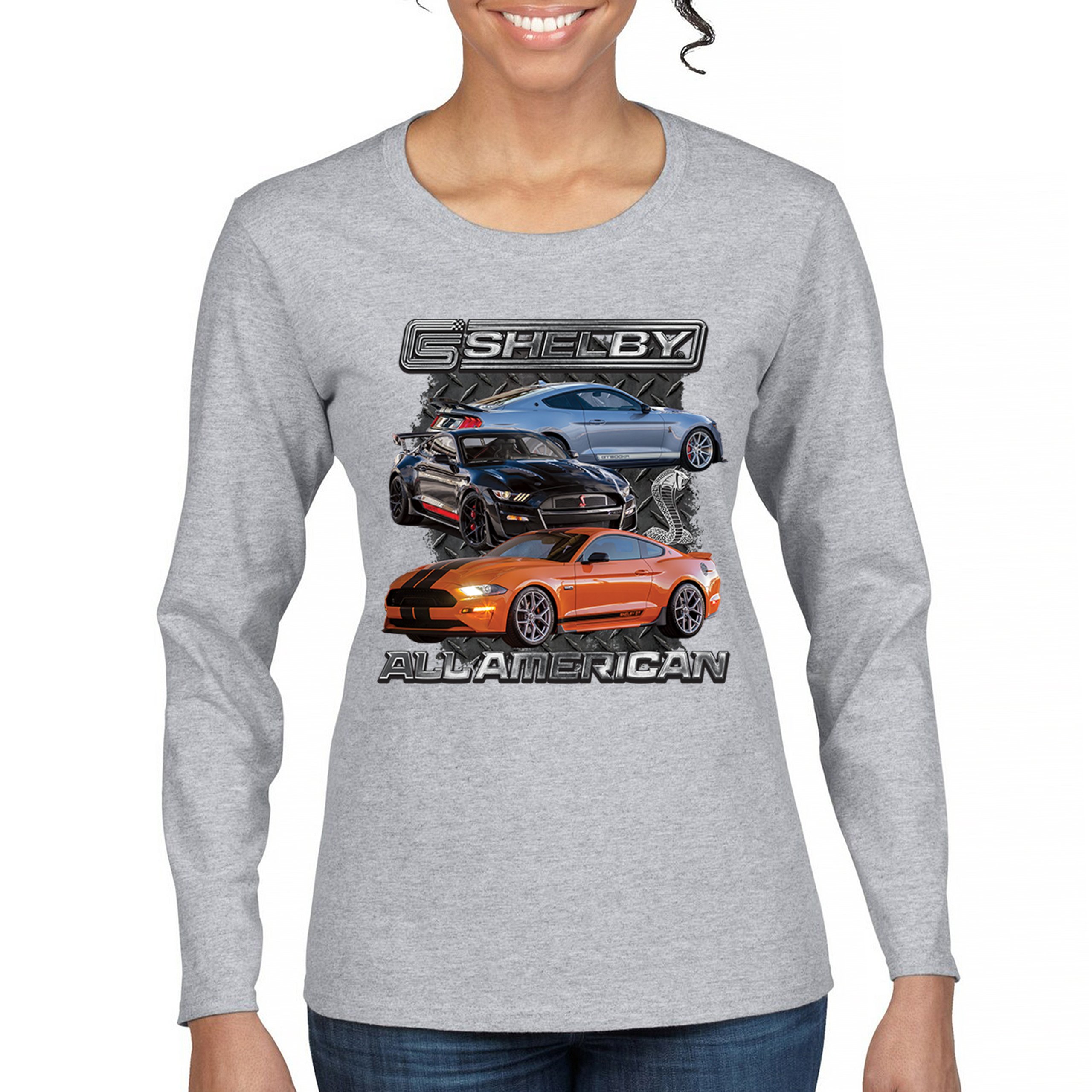 Shelby All American Cobra Women's Long Sleeve T-shirt Mustang Muscle Car Racing