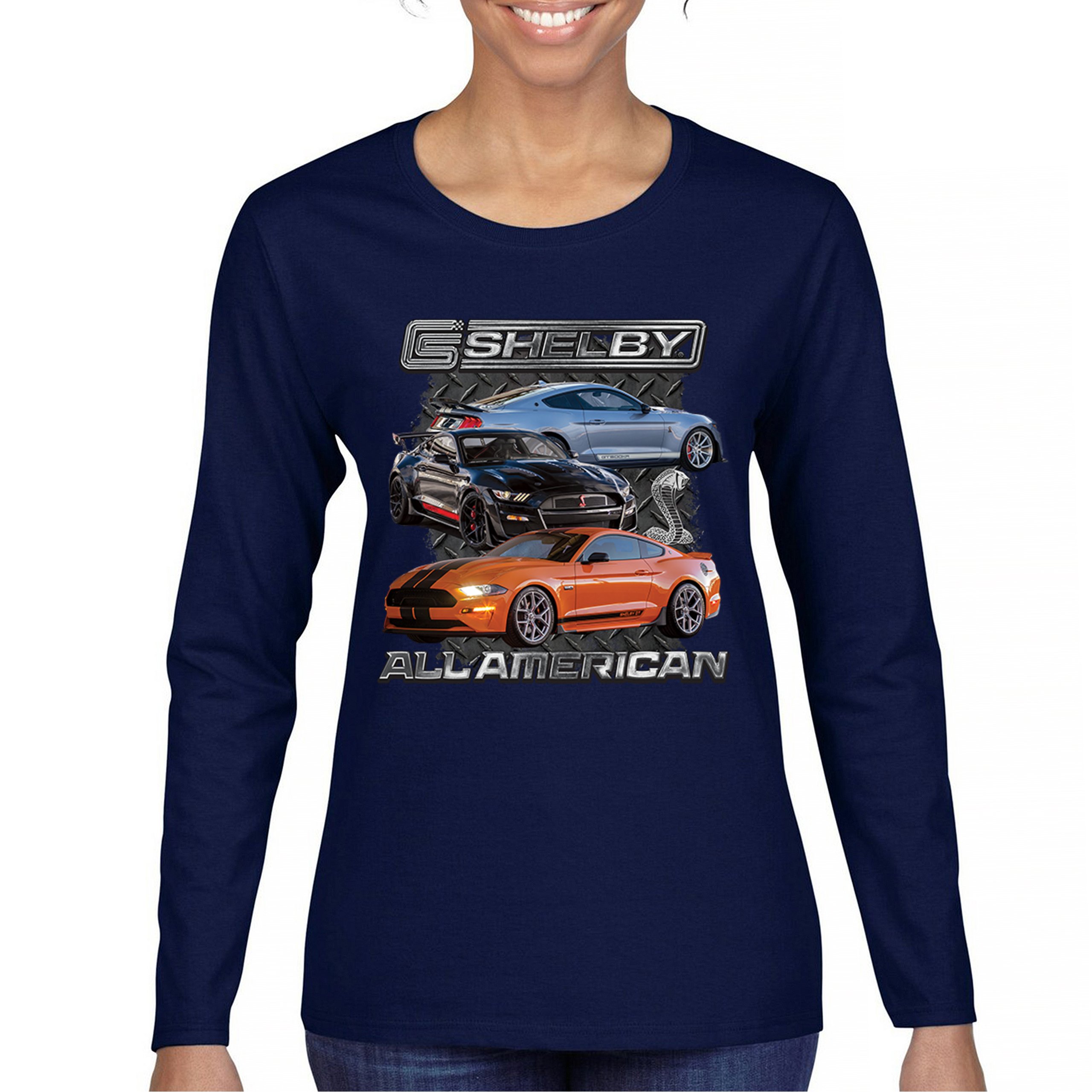 Shelby All American Cobra Women's Long Sleeve T-shirt Mustang Muscle Car Racing