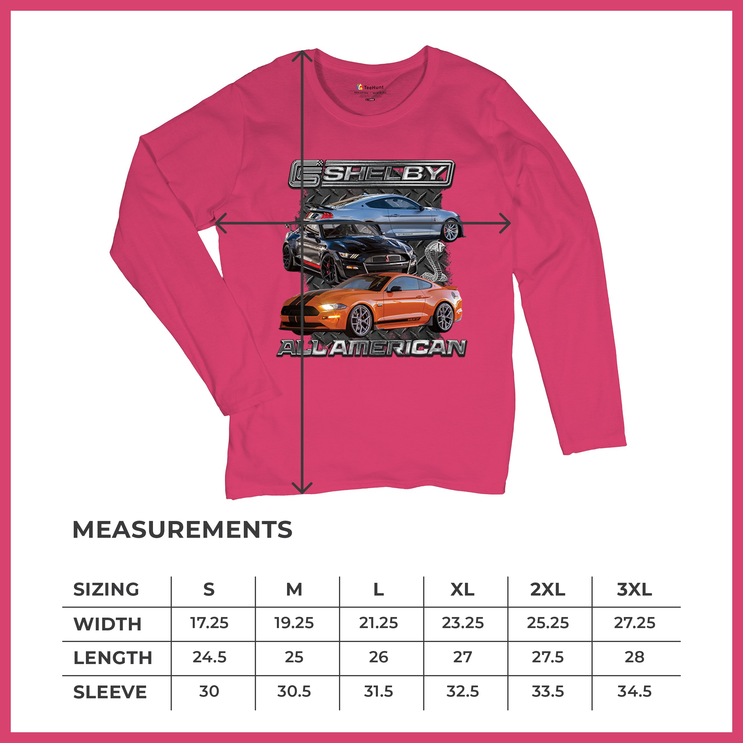 Shelby All American Cobra Women's Long Sleeve T-shirt Mustang Muscle Car Racing