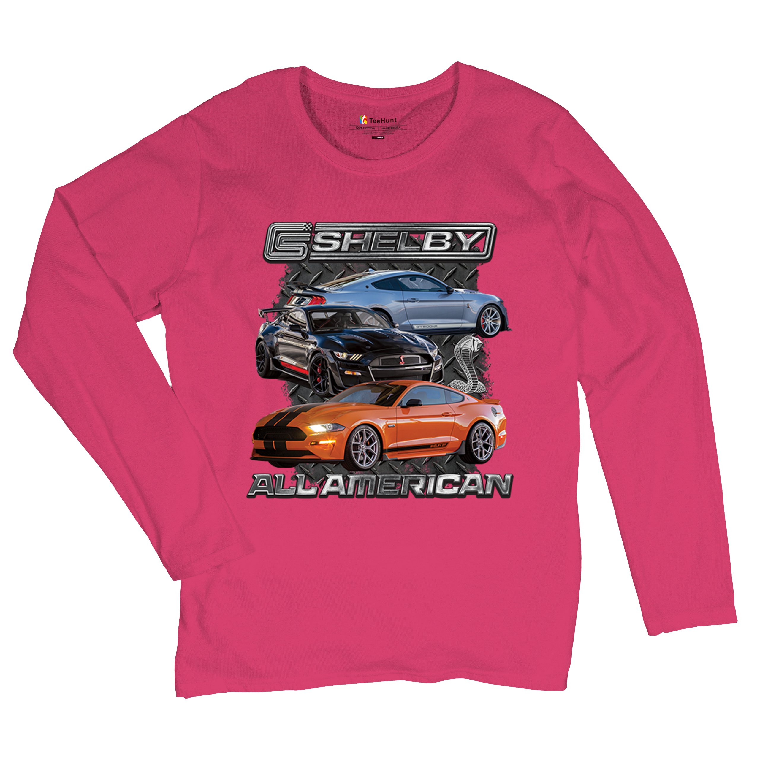 Shelby All American Cobra Women's Long Sleeve T-shirt Mustang Muscle Car Racing