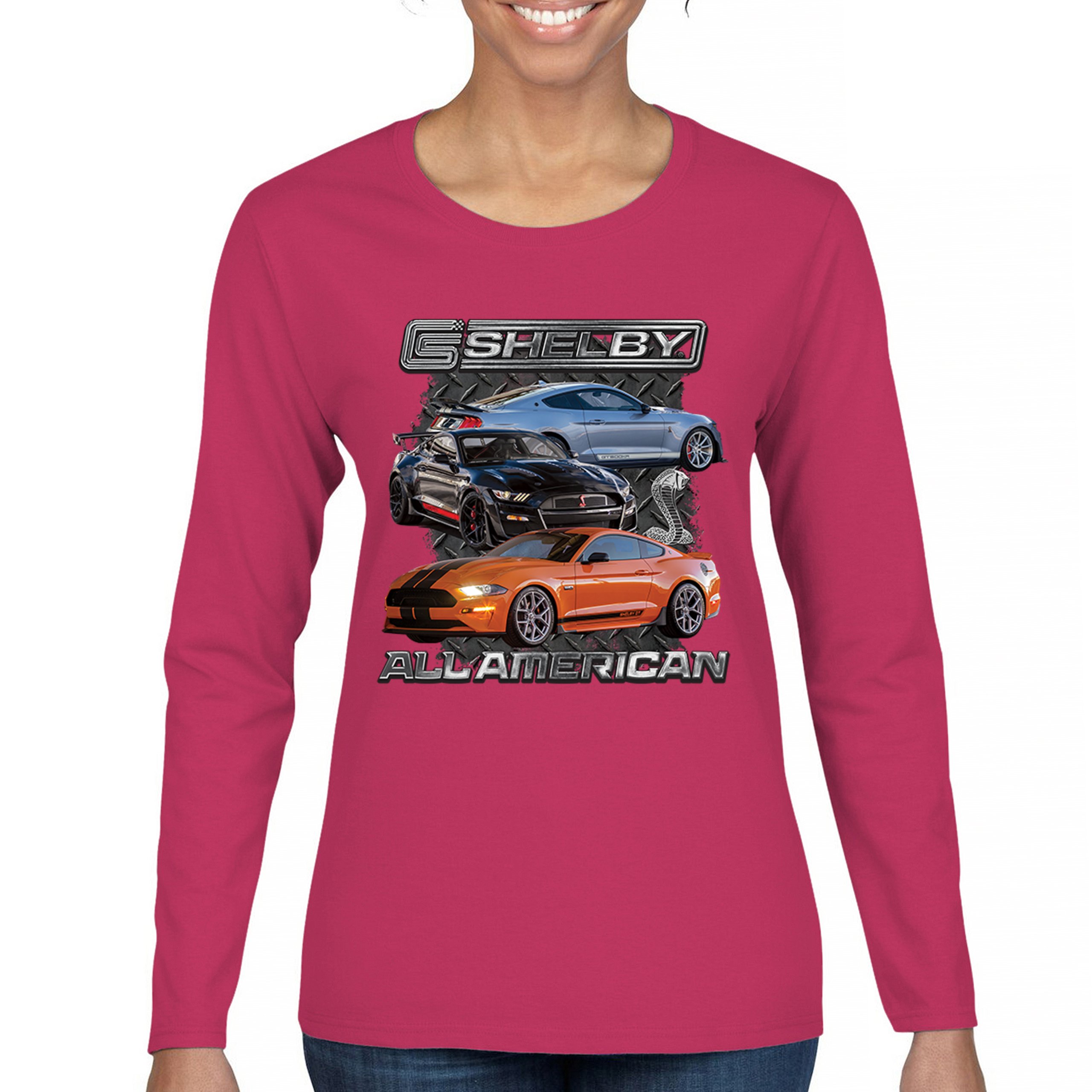 Shelby All American Cobra Women's Long Sleeve T-shirt Mustang Muscle Car Racing