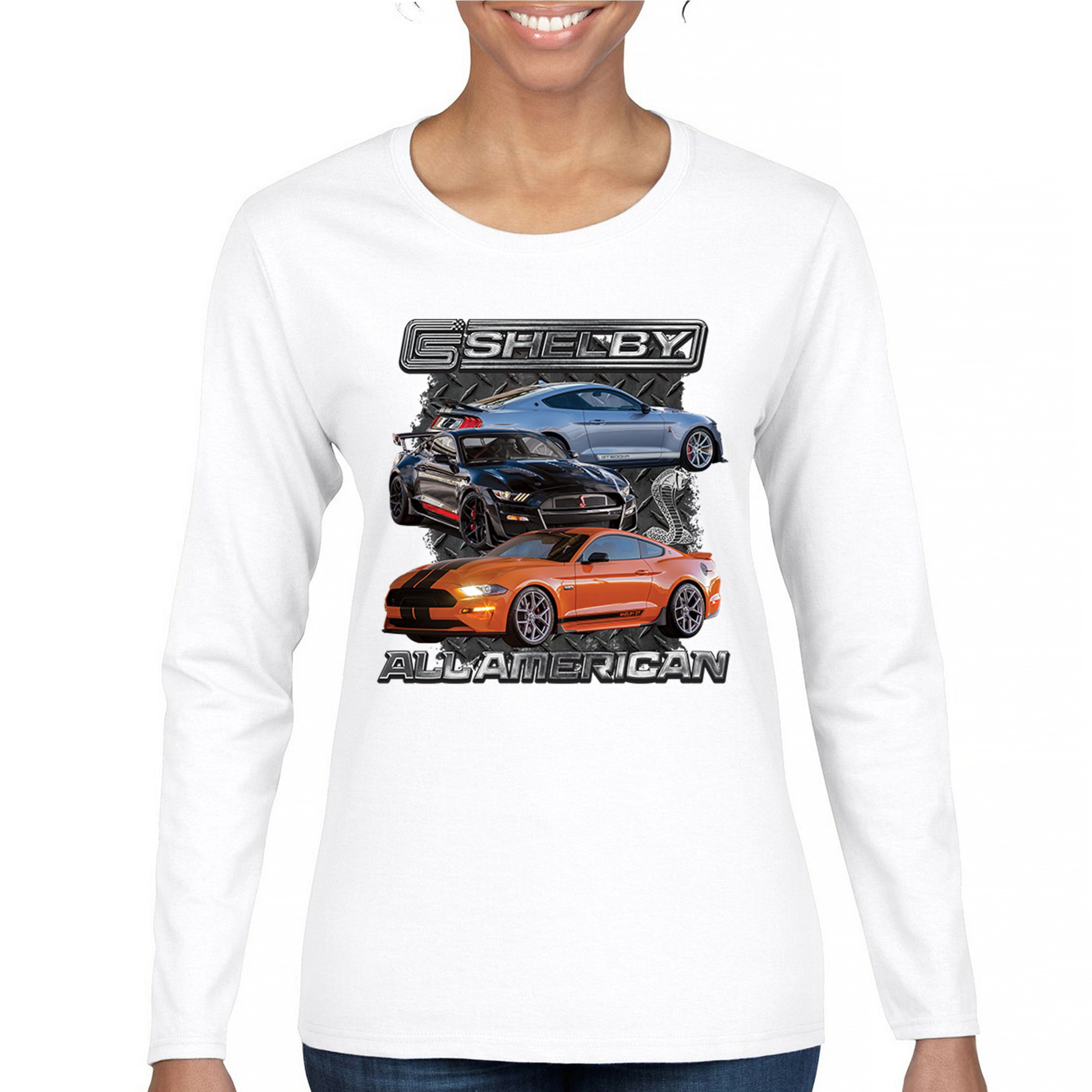 Shelby All American Cobra Women's Long Sleeve T-shirt Mustang Muscle Car Racing