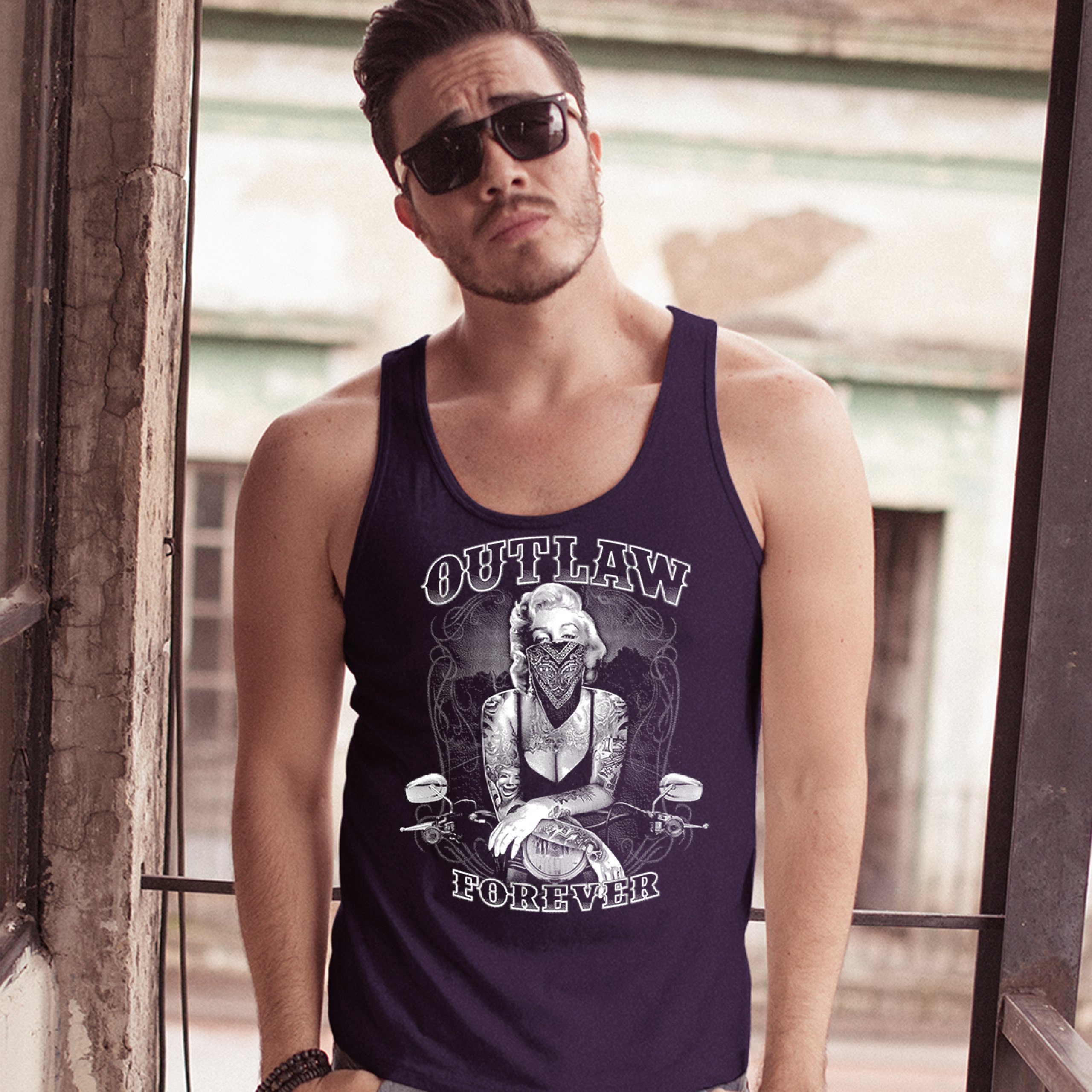 Become An Outlaw Muscle Shirt 2nd Amendment Right to Bear Arms Skull Sleeveless
