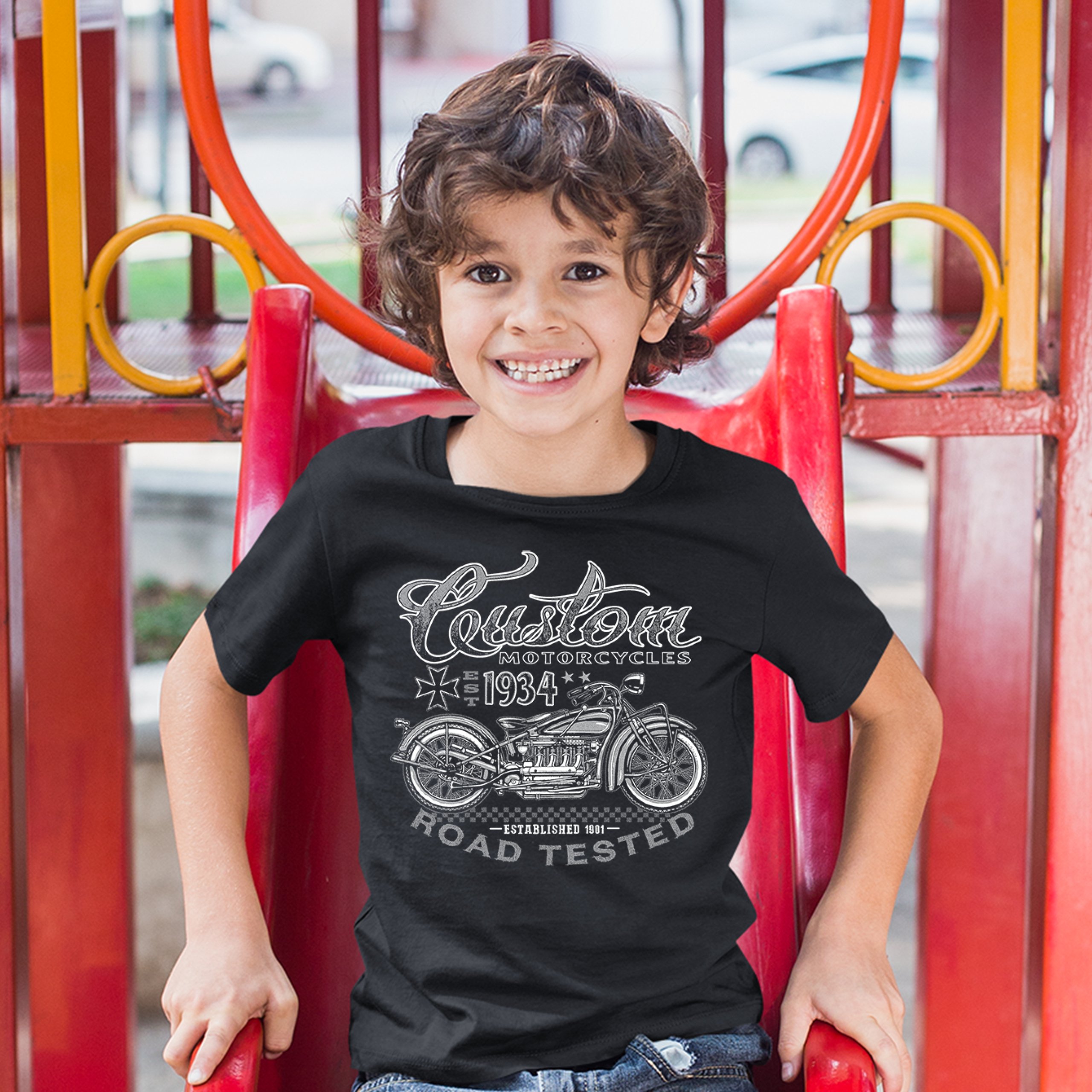 Custom Motorcycles Road Tested Youth T-shirt Bobber Biker Gang MC Kids - Picture 5 of 25