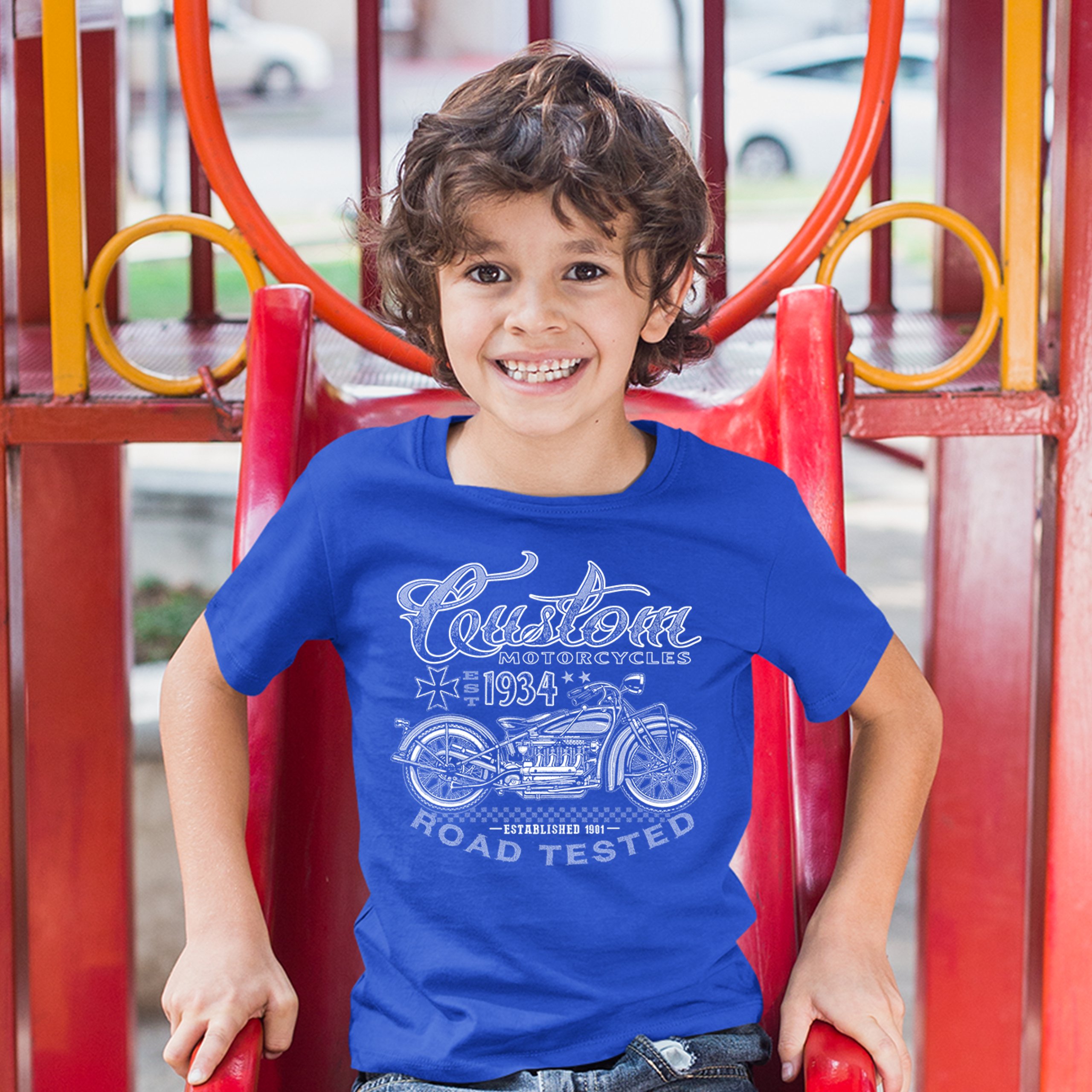 Custom Motorcycles Road Tested Youth T-shirt Bobber Biker Gang MC Kids - Picture 21 of 25