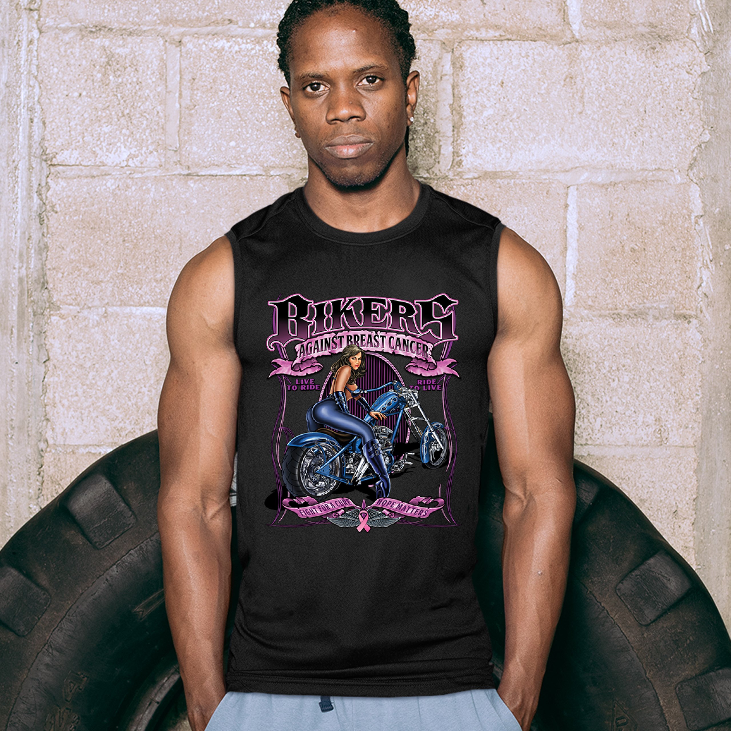 Camisa muscular Bikers Against Breast Cancer Fight for a Cure Hope Matters para hombre - Imagen 5 de 21