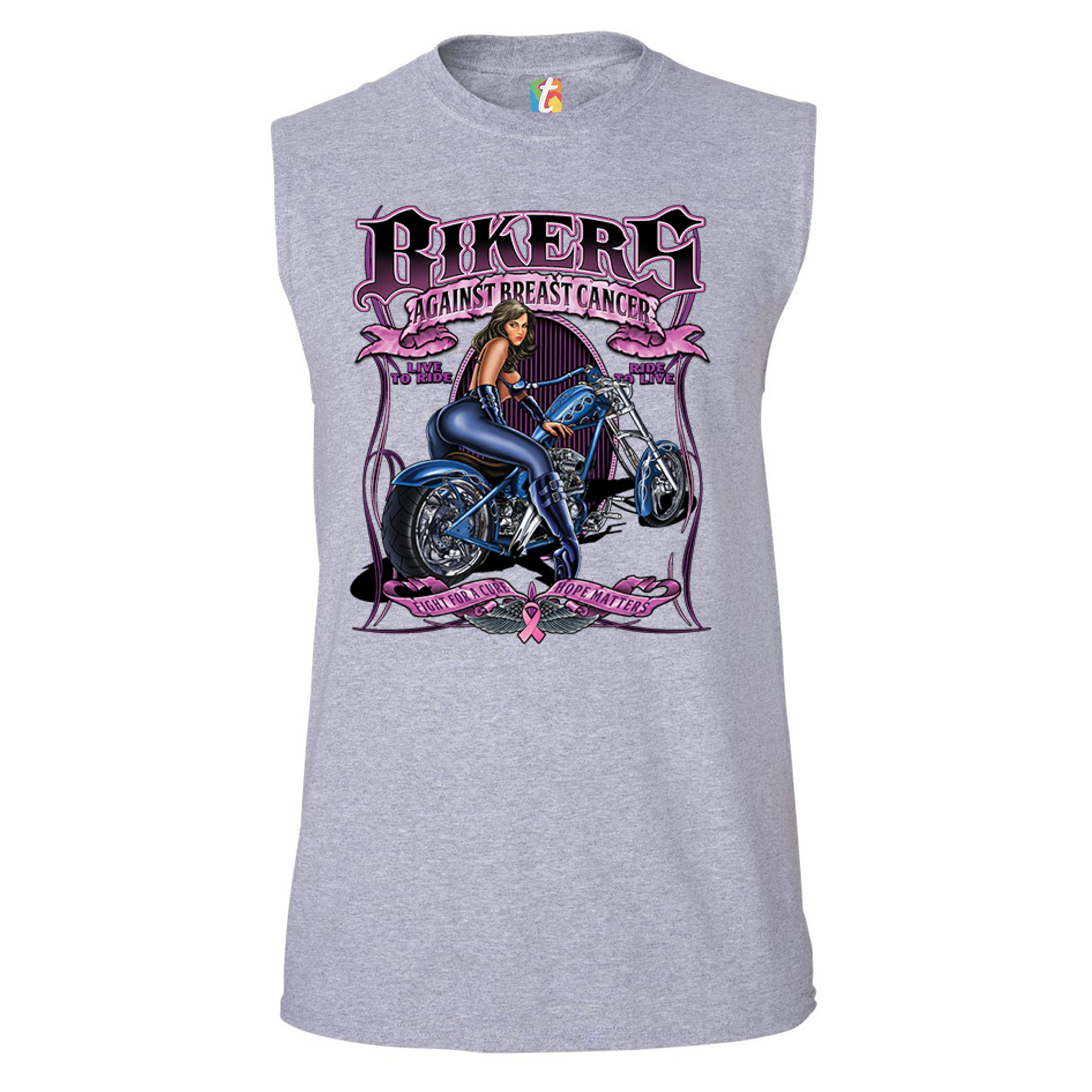 Camisa muscular Bikers Against Breast Cancer Fight for a Cure Hope Matters para hombre - Imagen 7 de 21