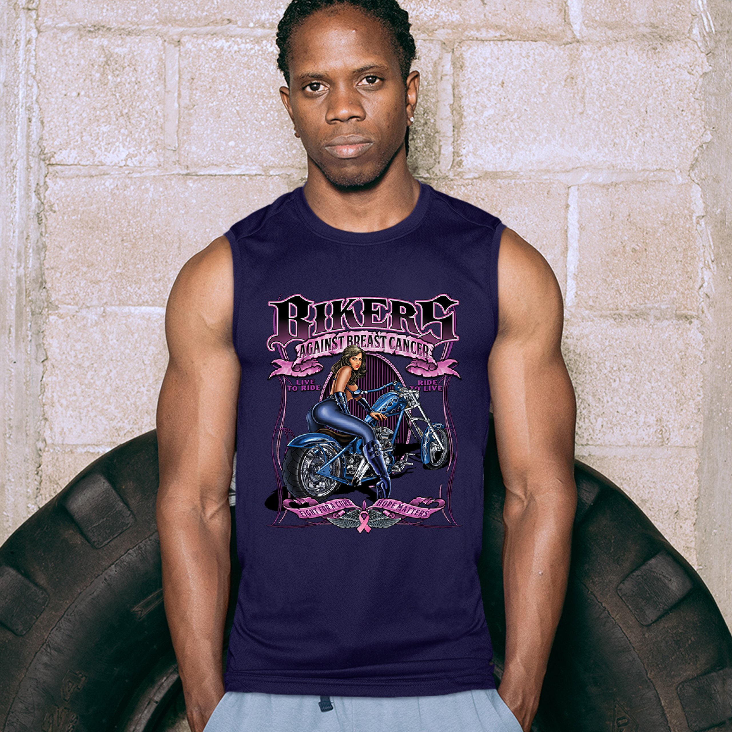 Camisa muscular Bikers Against Breast Cancer Fight for a Cure Hope Matters para hombre - Imagen 21 de 21