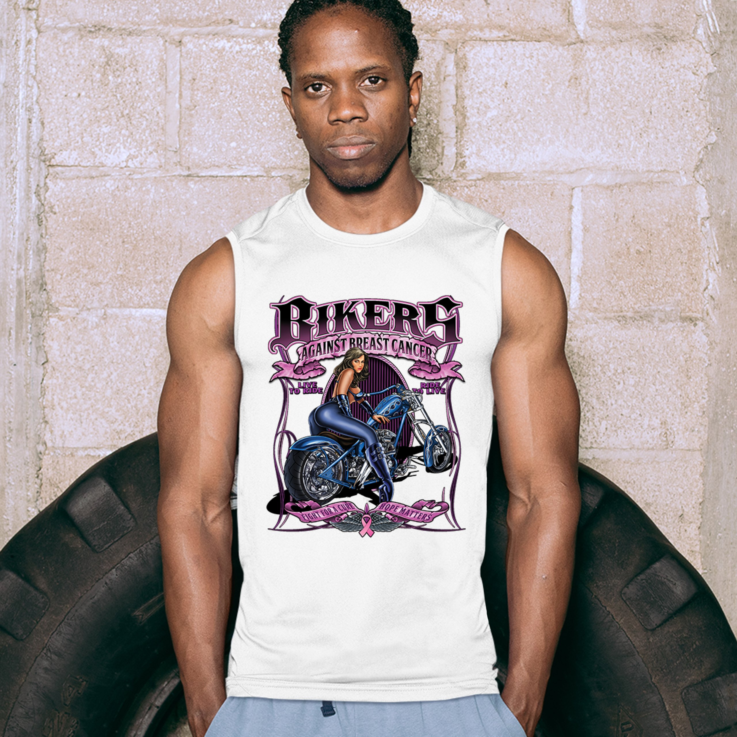Camisa muscular Bikers Against Breast Cancer Fight for a Cure Hope Matters para hombre - Imagen 17 de 21