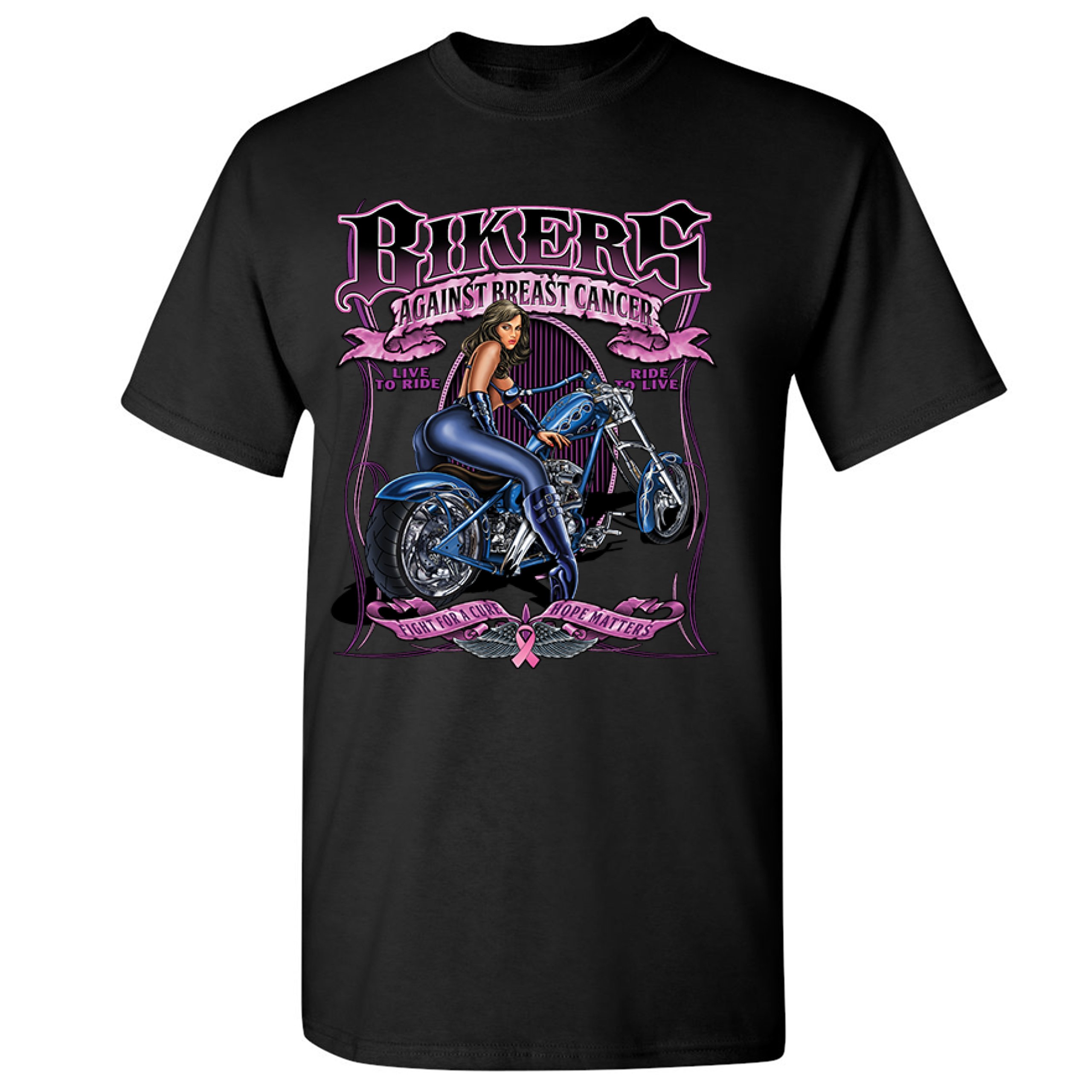 Bikers Against Breast Cancer T-shirt Fight for a Cure Hope Matters Men ...