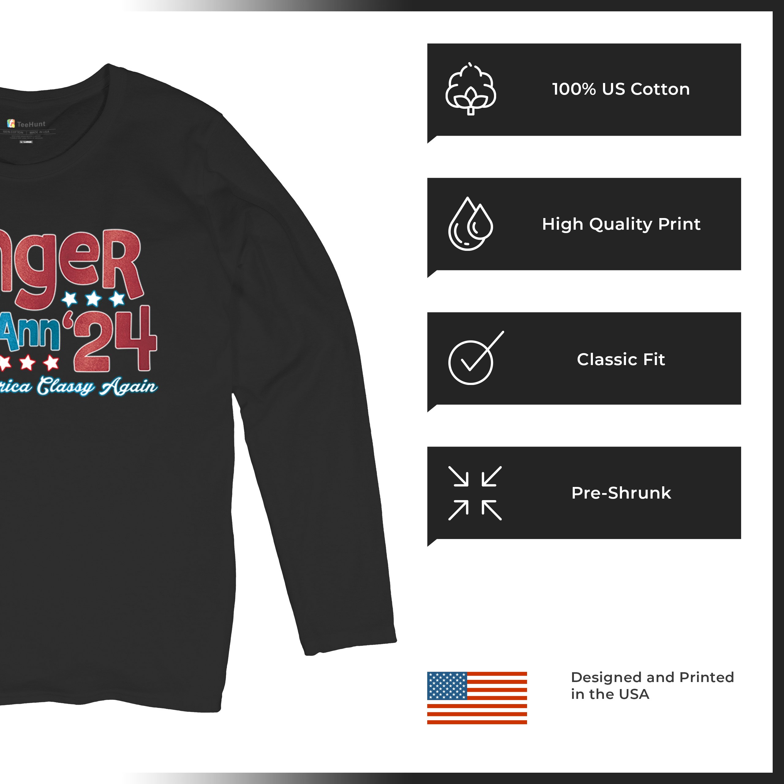 Ginger MaryAnn 24 Make America Classy Again Women's Long Sleeve T-shirt Classic - Picture 7 of 50