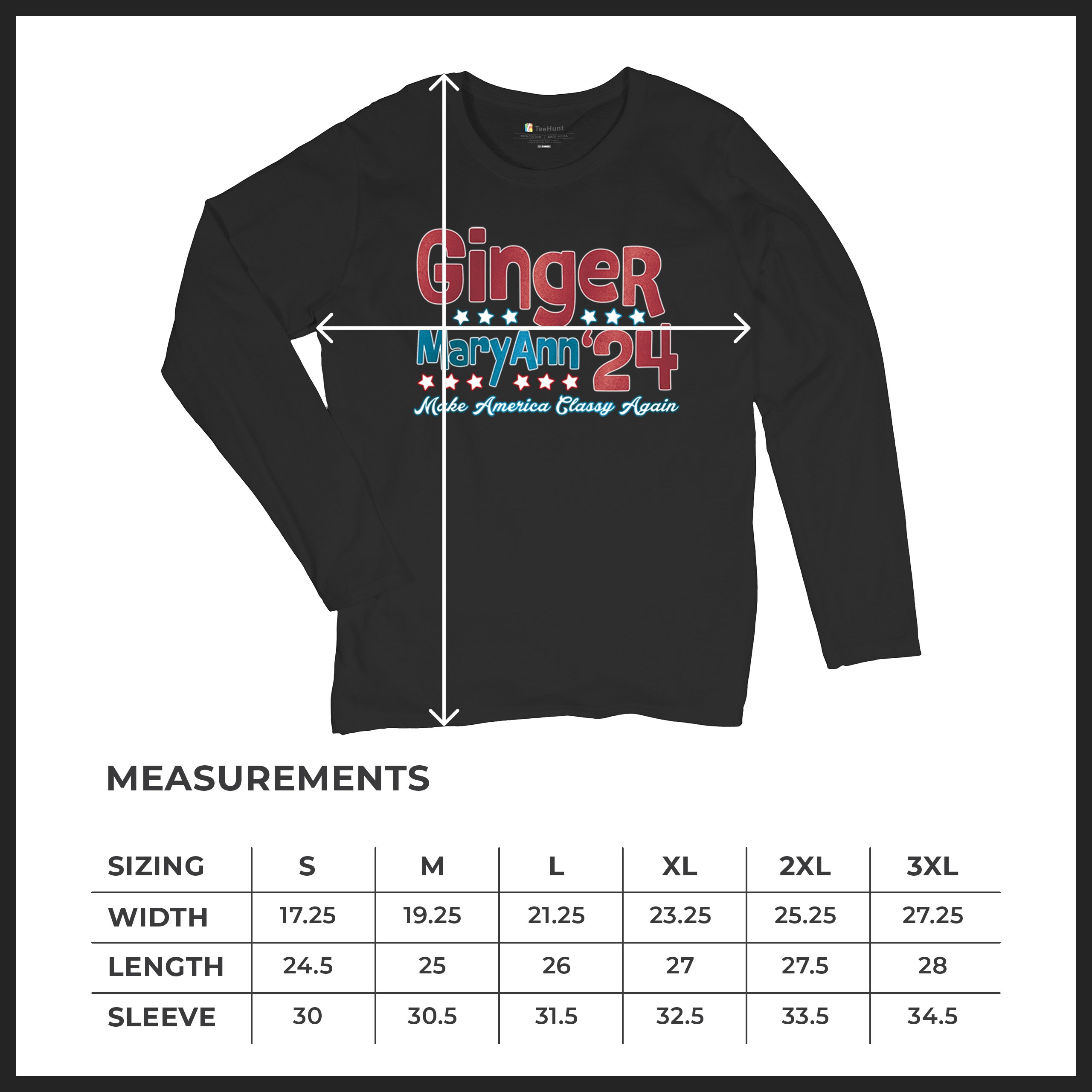Ginger MaryAnn 24 Make America Classy Again Women's Long Sleeve T-shirt Classic - Picture 8 of 50