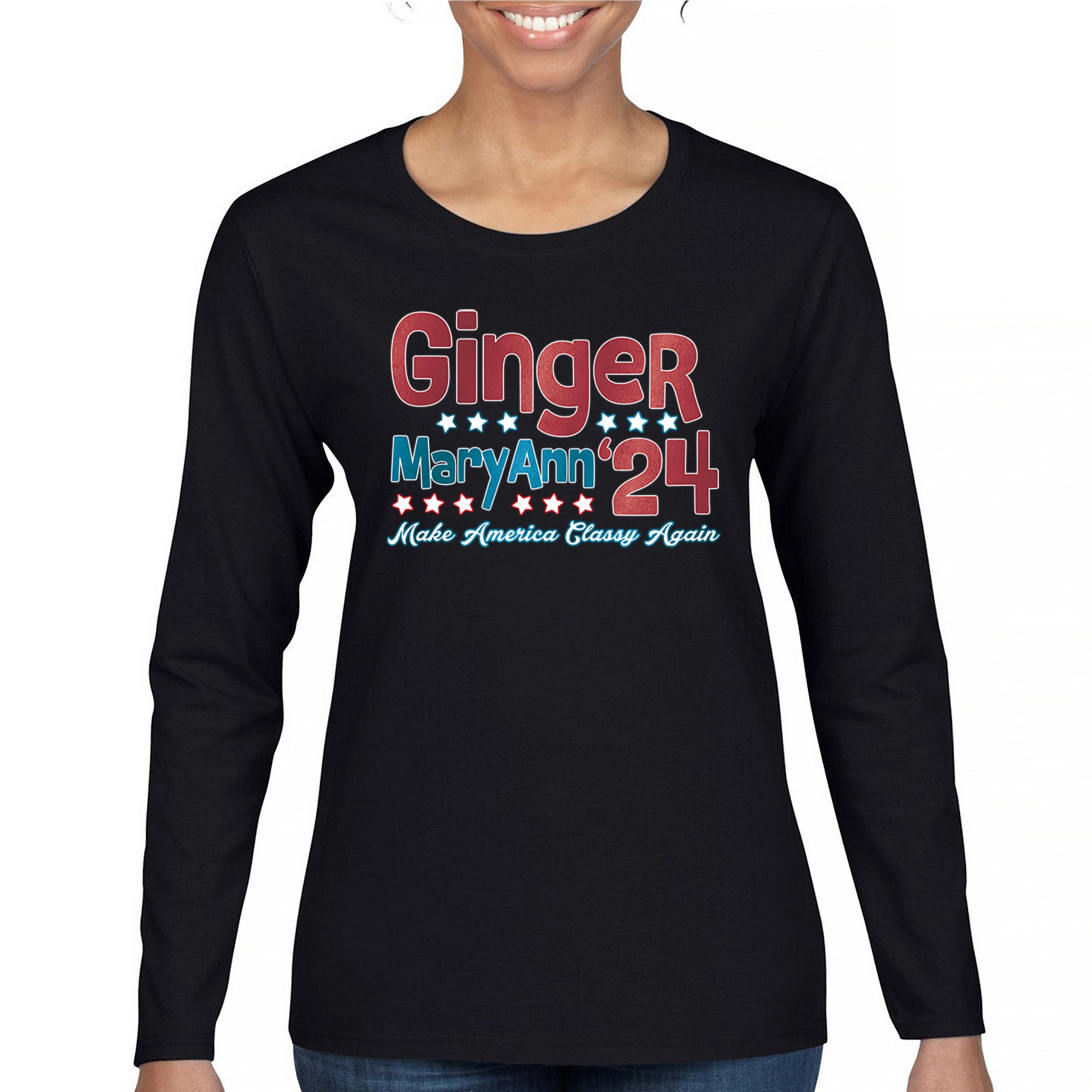Ginger MaryAnn 24 Make America Classy Again Women's Long Sleeve T-shirt Classic - Picture 2 of 50