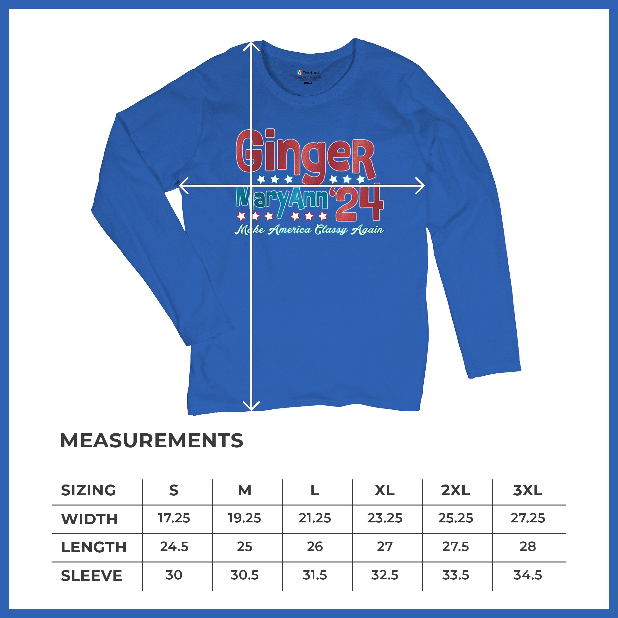 Ginger MaryAnn 24 Make America Classy Again Women's Long Sleeve T-shirt Classic - Picture 43 of 50