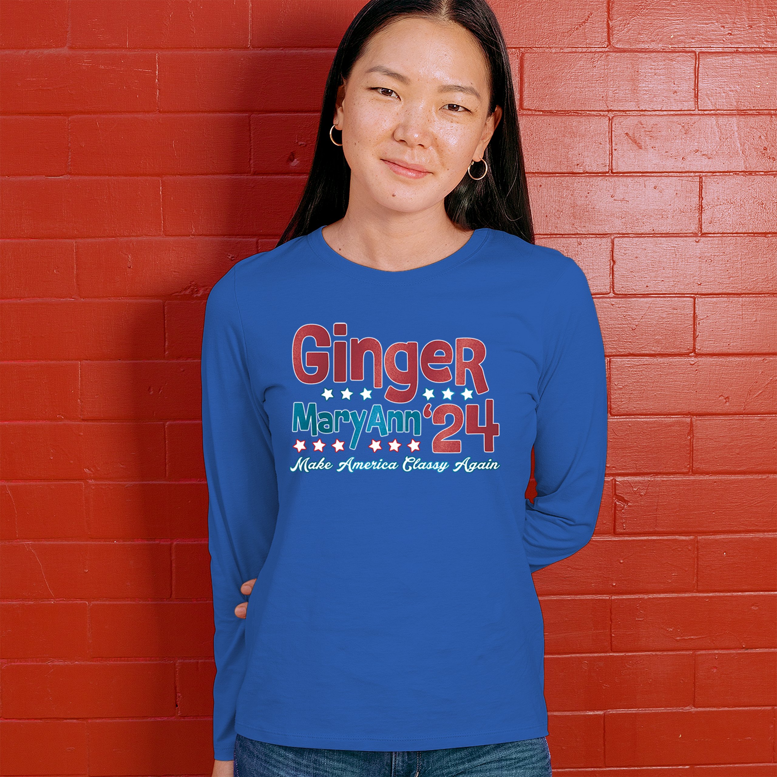 Ginger MaryAnn 24 Make America Classy Again Women's Long Sleeve T-shirt Classic - Picture 40 of 50