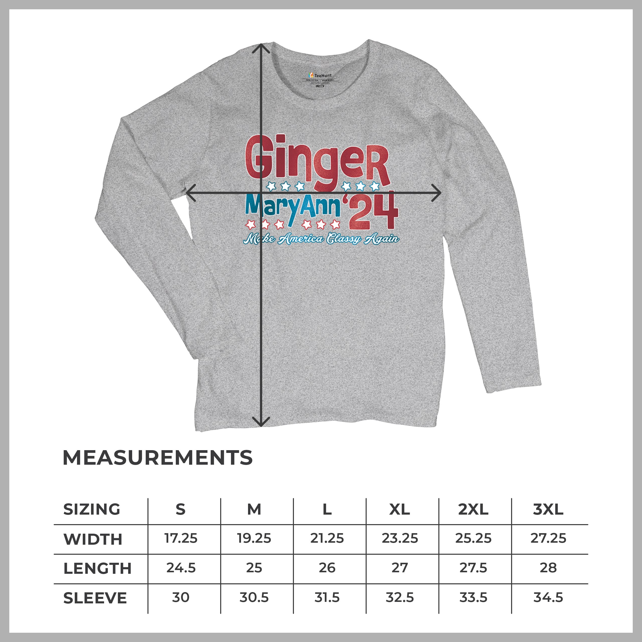 Ginger MaryAnn 24 Make America Classy Again Women's Long Sleeve T-shirt Classic - Picture 15 of 50