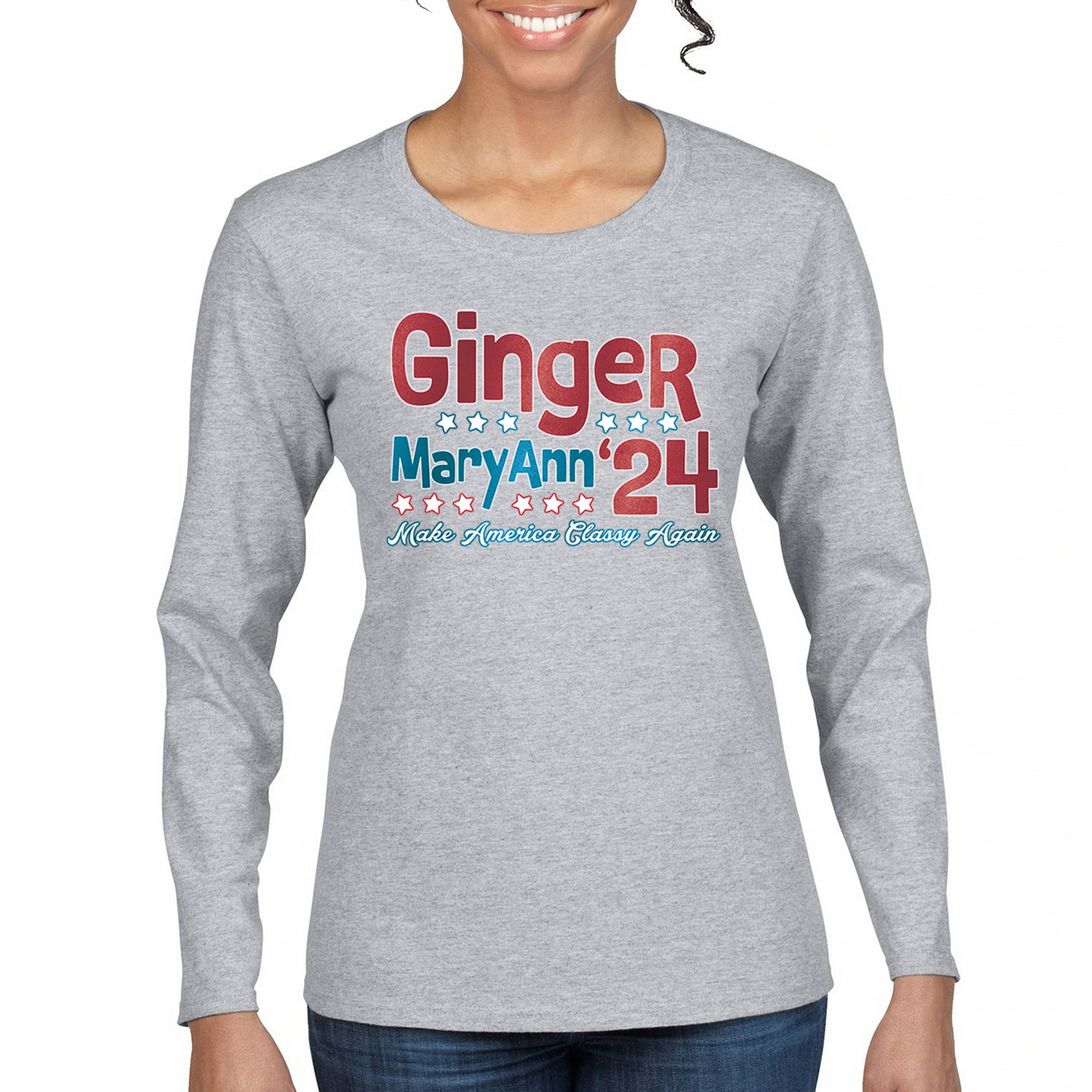 Ginger MaryAnn 24 Make America Classy Again Women's Long Sleeve T-shirt Classic - Picture 9 of 50