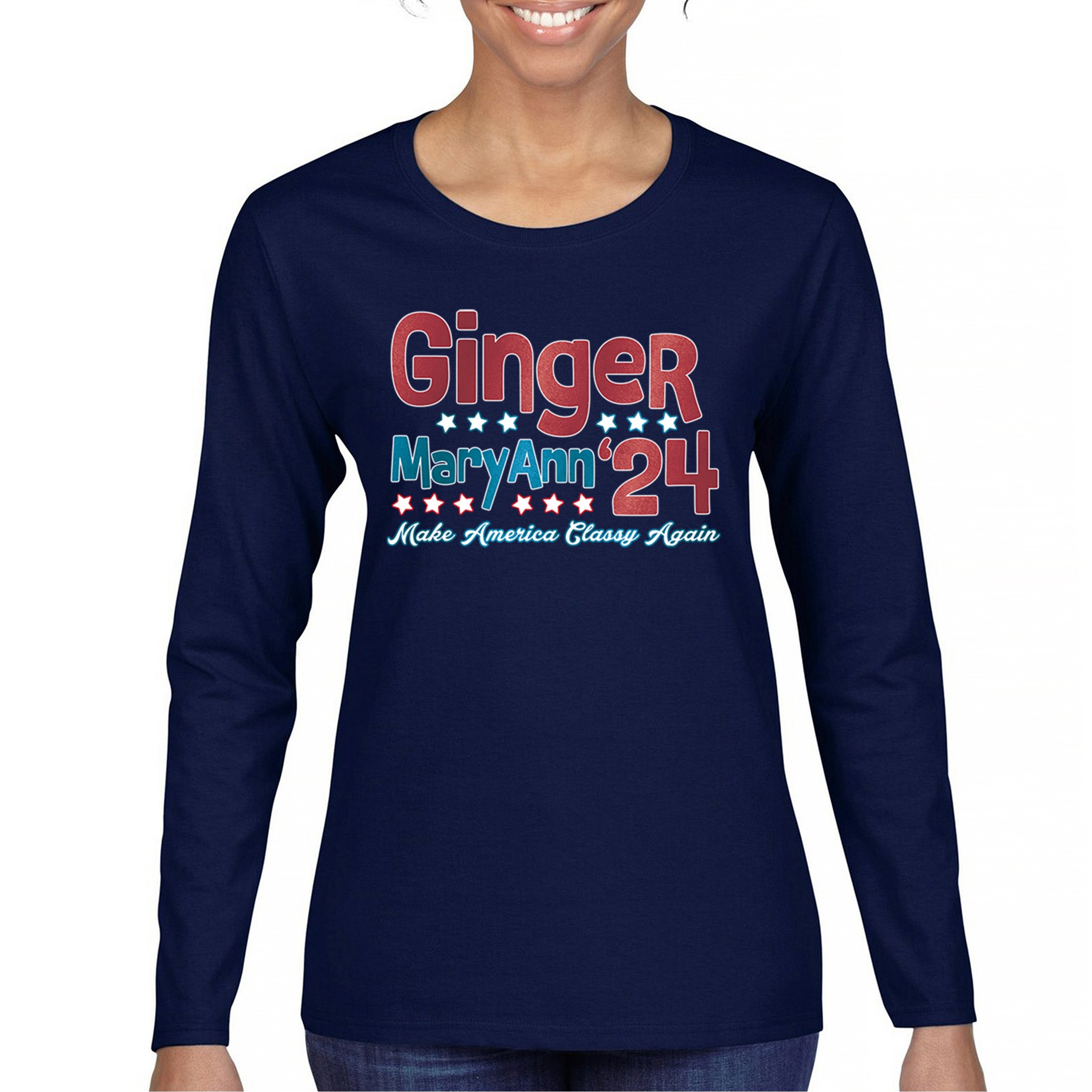Ginger MaryAnn 24 Make America Classy Again Women's Long Sleeve T-shirt Classic - Picture 30 of 50