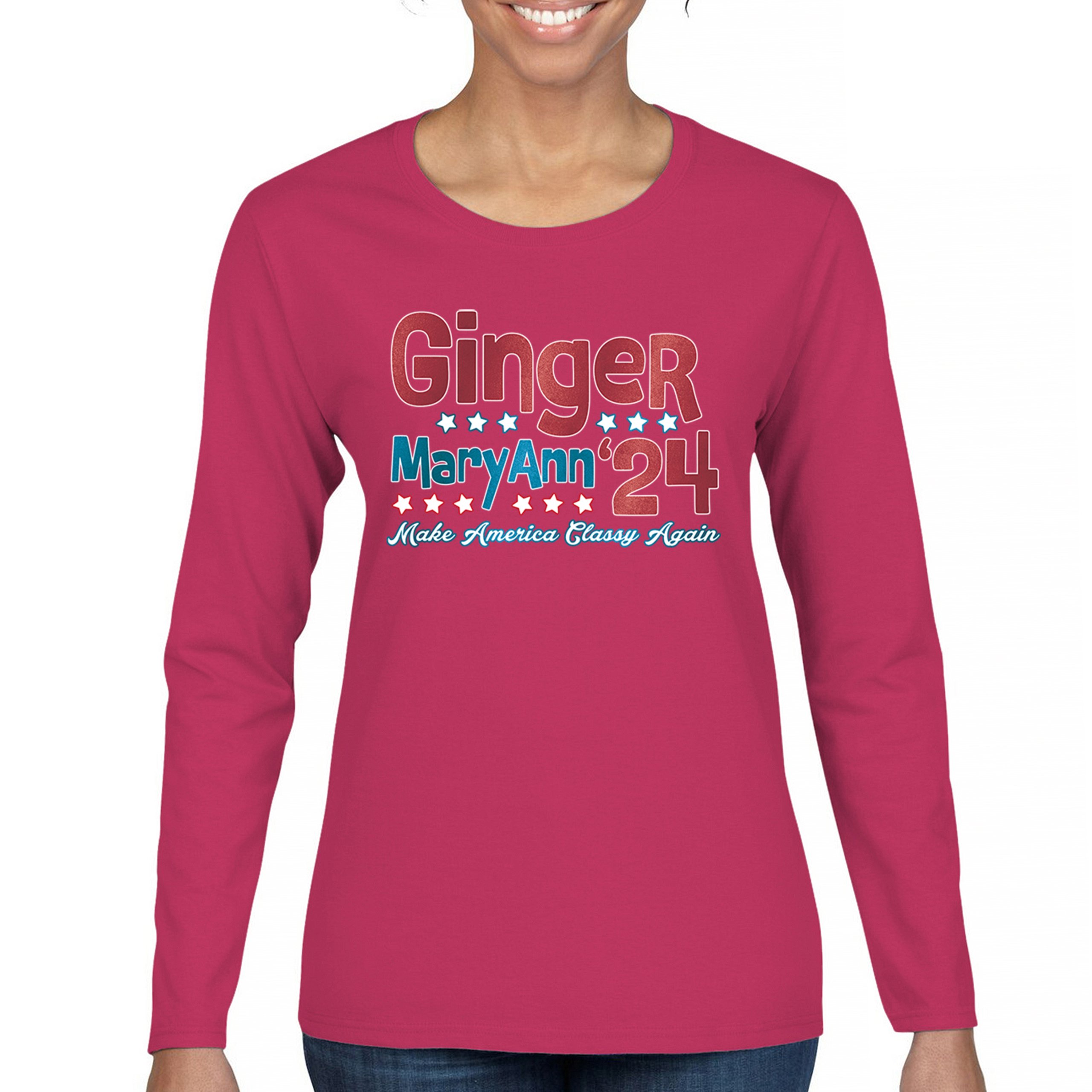 Ginger MaryAnn 24 Make America Classy Again Women's Long Sleeve T-shirt Classic - Picture 44 of 50
