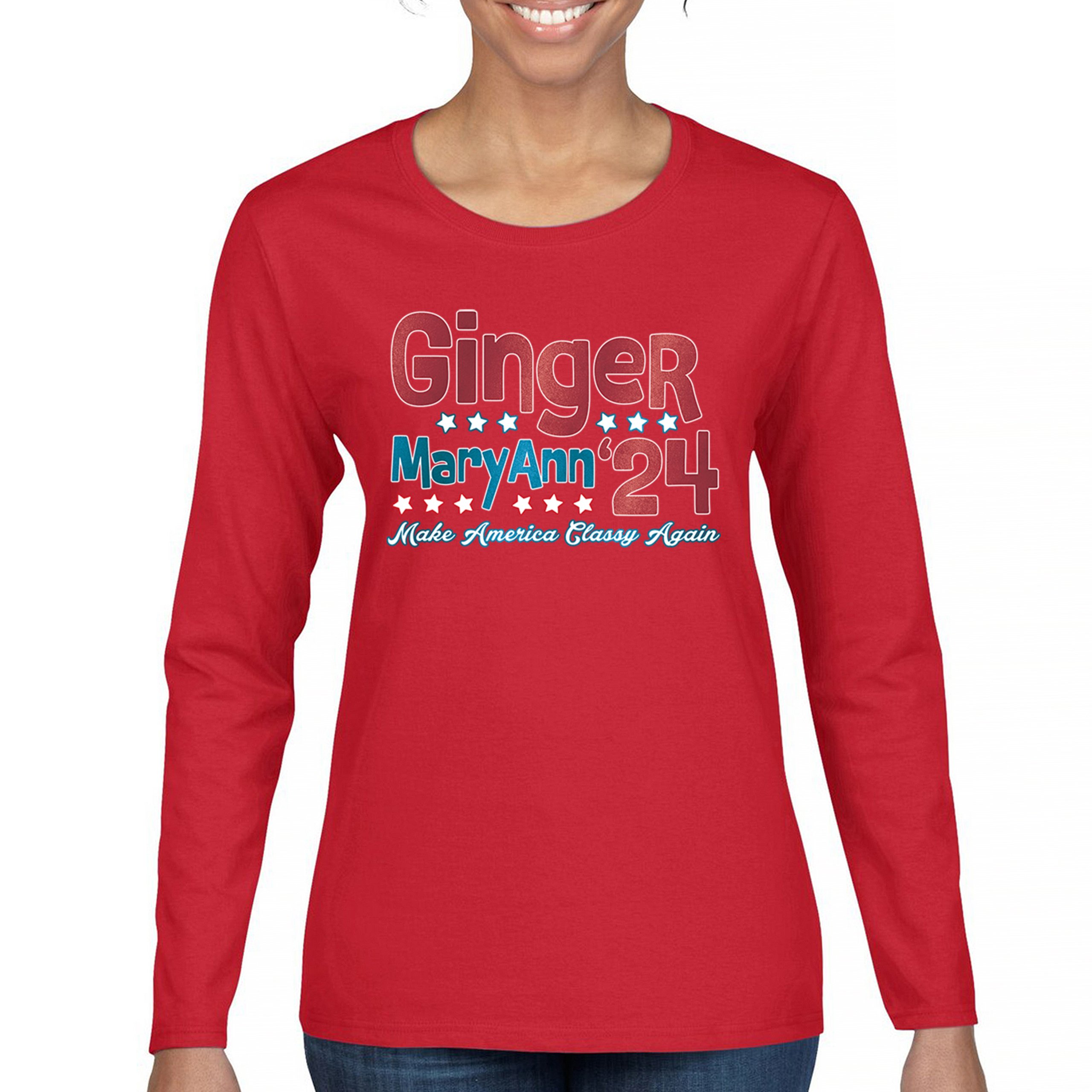 Ginger MaryAnn 24 Make America Classy Again Women's Long Sleeve T-shirt Classic - Picture 16 of 50