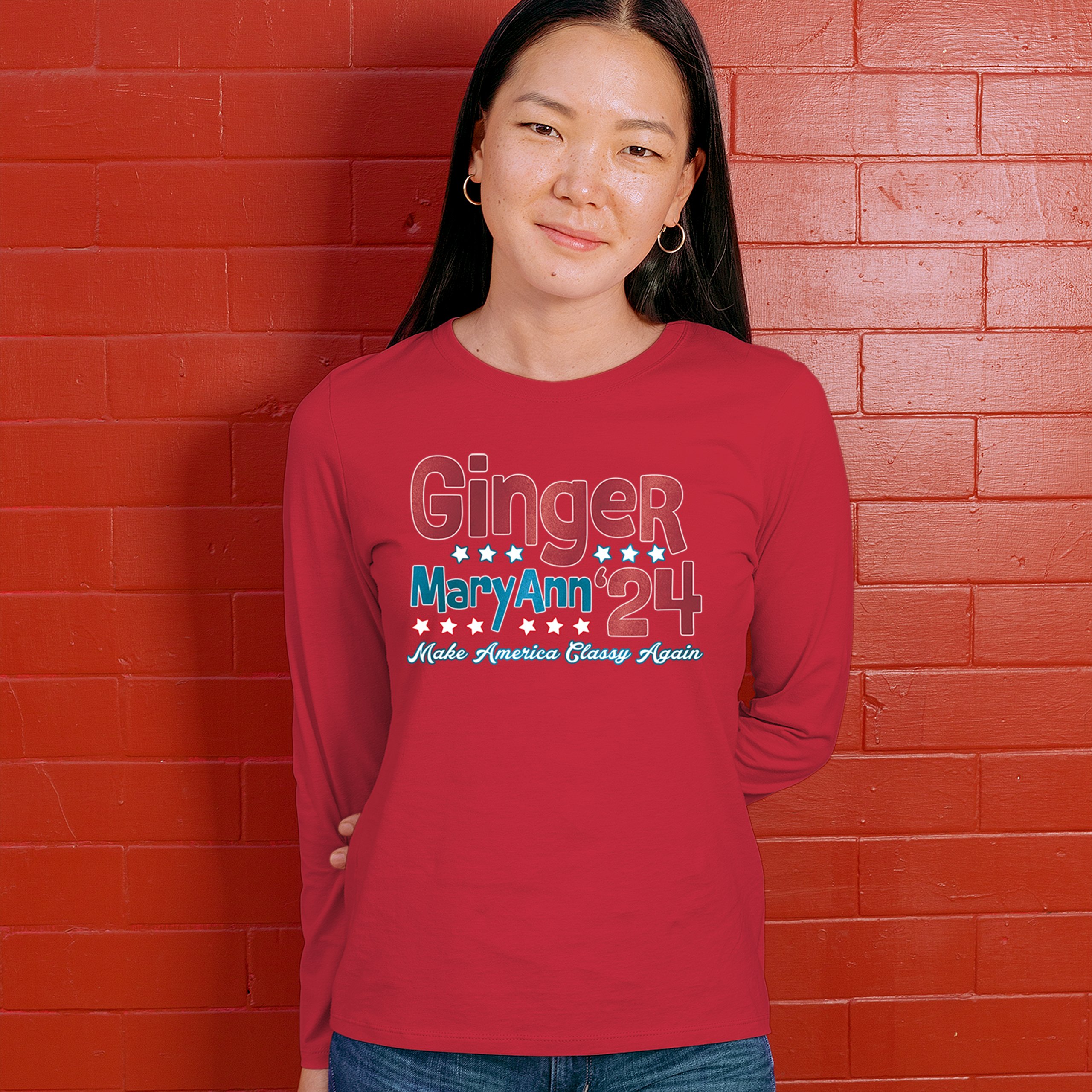 Ginger MaryAnn 24 Make America Classy Again Women's Long Sleeve T-shirt Classic - Picture 19 of 50
