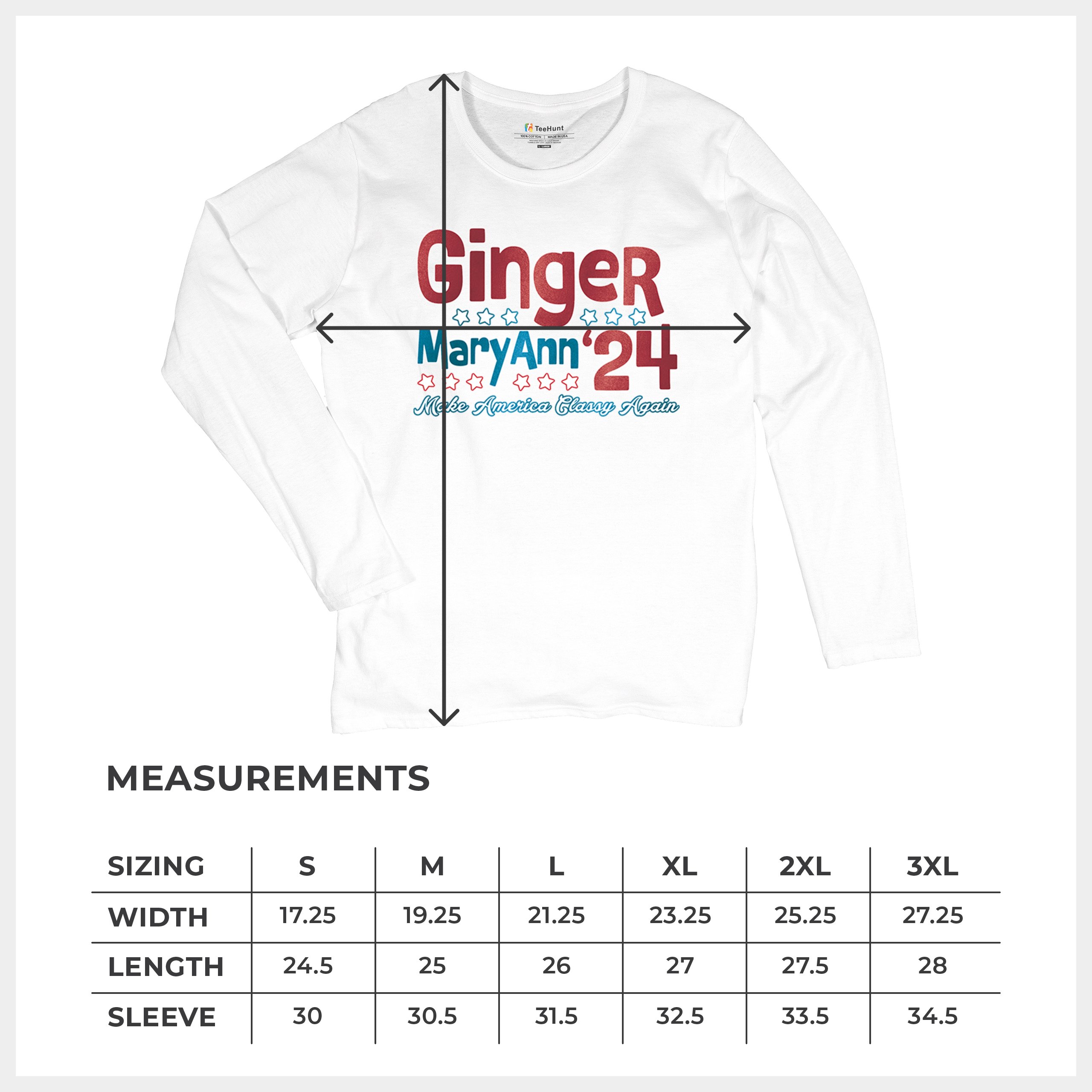 Ginger MaryAnn 24 Make America Classy Again Women's Long Sleeve T-shirt Classic - Picture 29 of 50