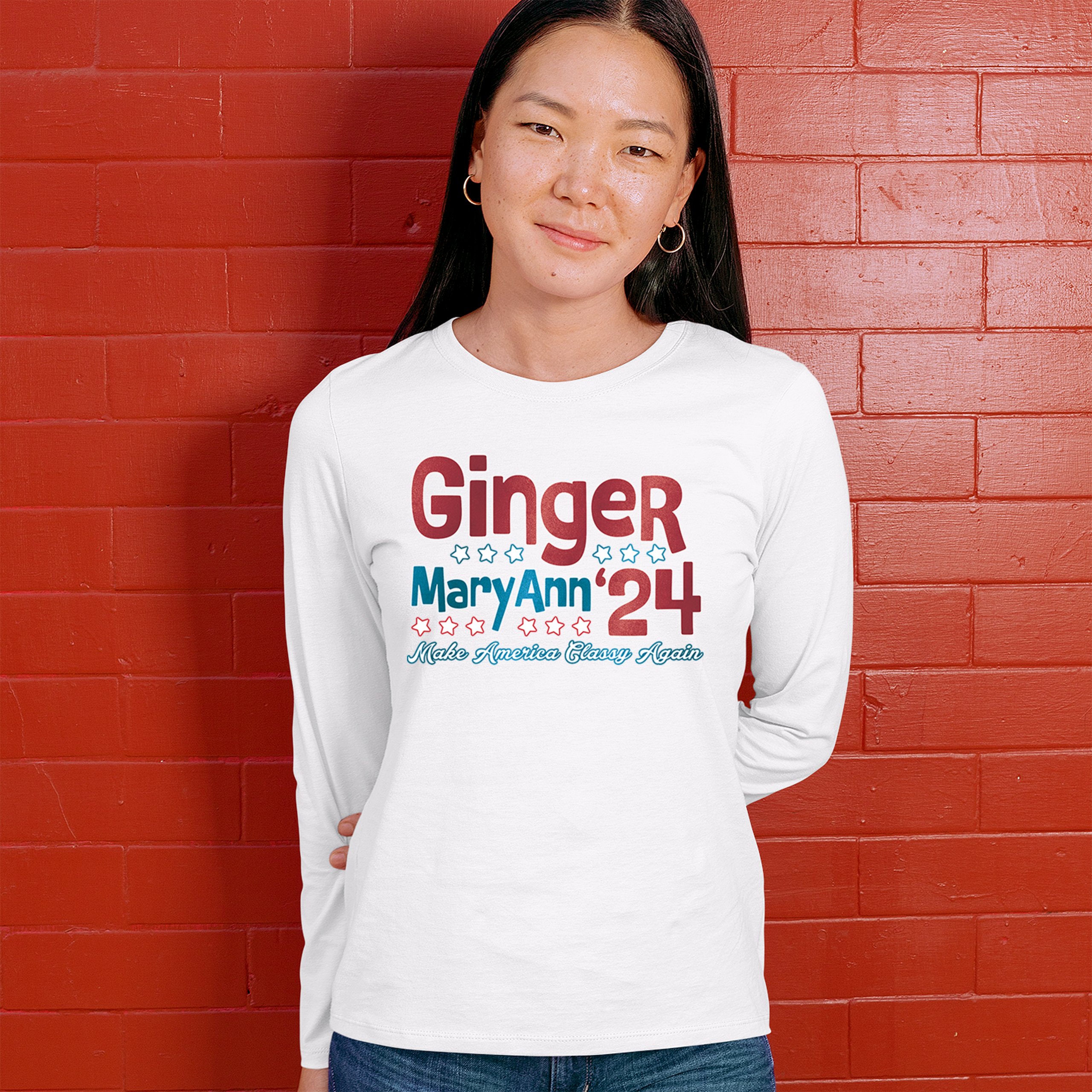 Ginger MaryAnn 24 Make America Classy Again Women's Long Sleeve T-shirt Classic - Picture 26 of 50