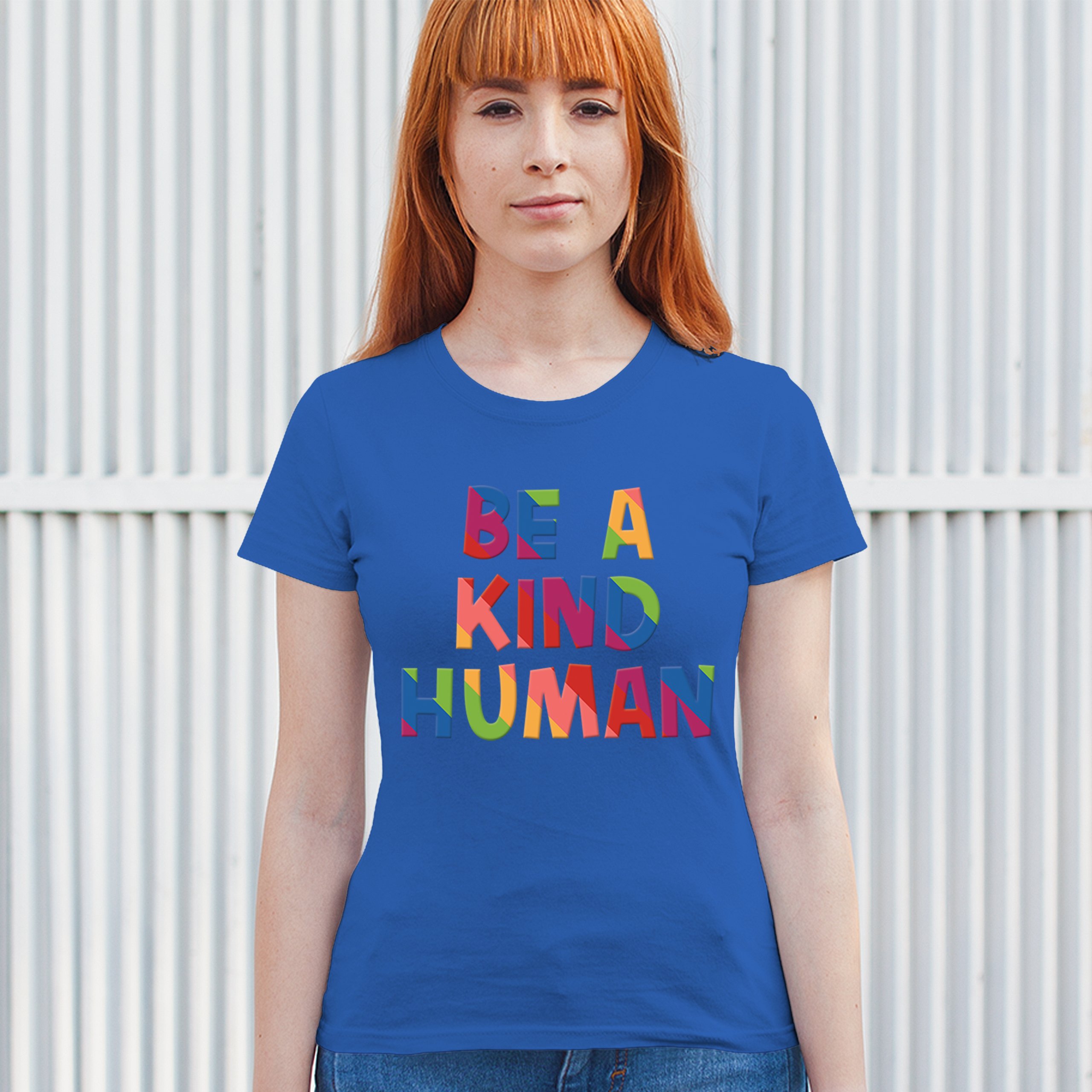 Be a Kind Human Puff Print T-Shirt Positive Message Diversity Peace Women's Tee - Picture 33 of 50