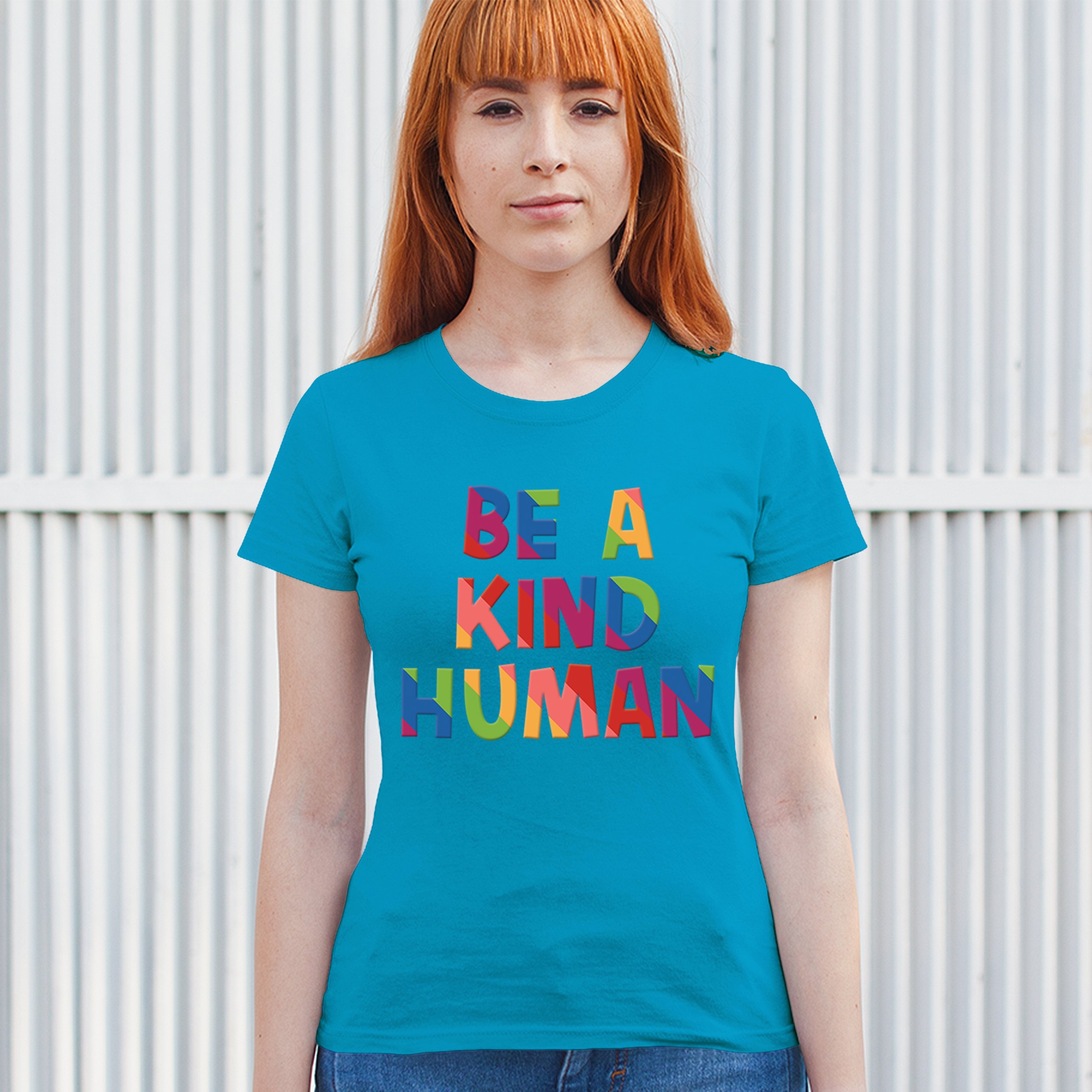 Be a Kind Human Puff Print T-Shirt Positive Message Diversity Peace Women's Tee - Picture 40 of 50